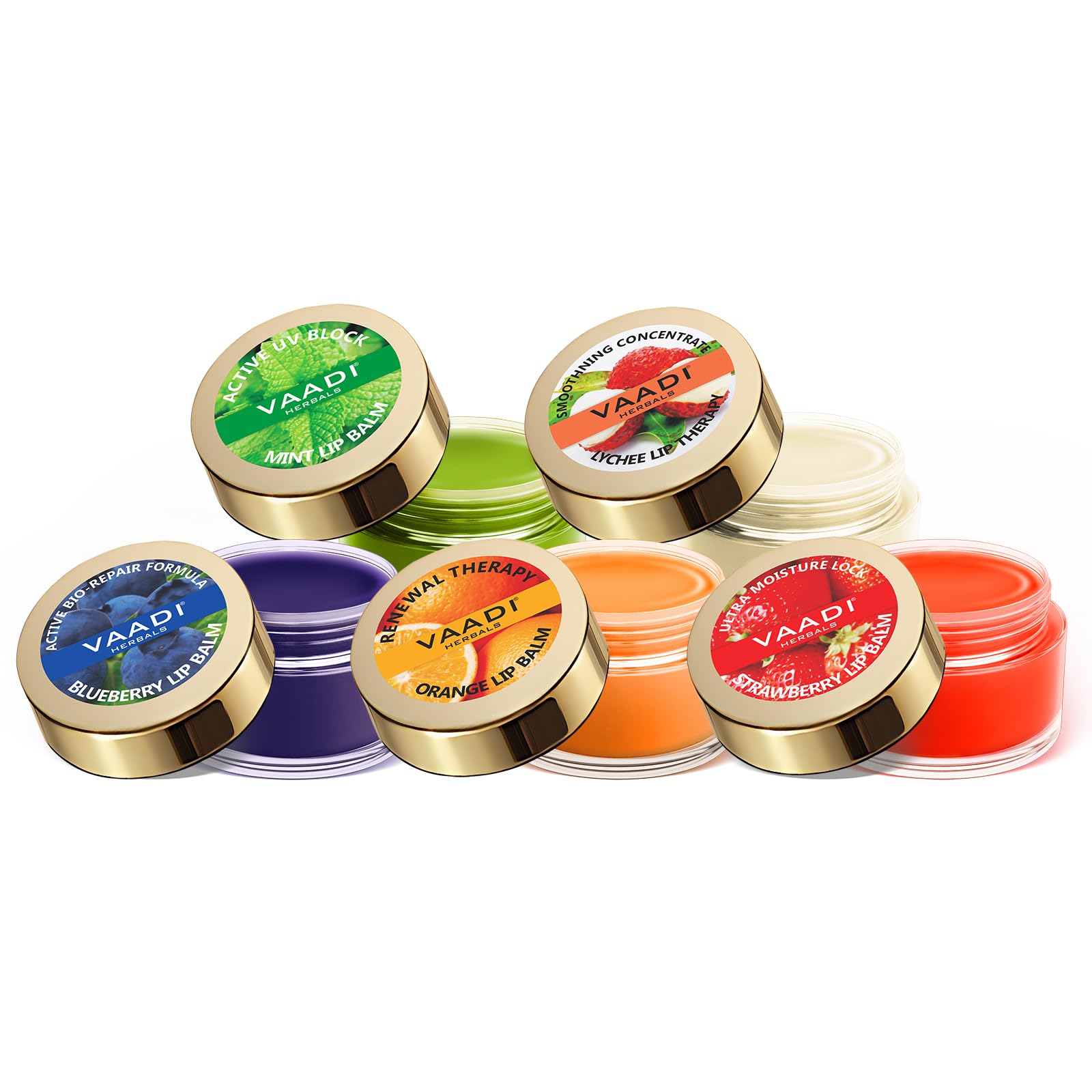 Vaadi Herbals Assorted Lip Balm, 10G (Pack Of 5)