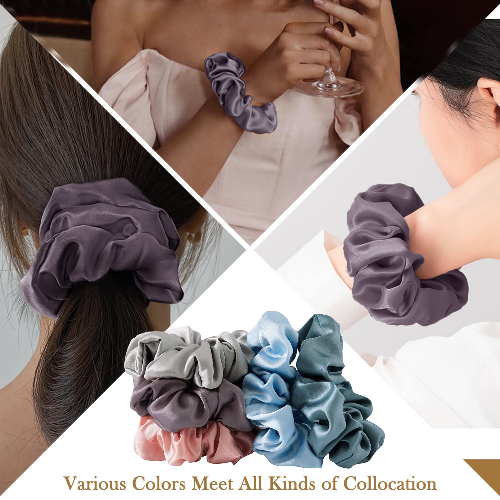 Sobonny Silk Hair Scrunchies, 100% Mulberry Silk Hair Tie, No Damage For Frizz Prevention, Sleep And Night Scrunchie, Hair Acces