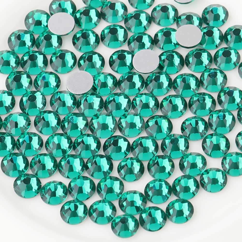 Beadsland 2880Pcs Flat Back Crystal Rhinestones Round Gems For Nail Art And Craft Glue Fix, Blue Zircon, Ss20,4.6-4.8Mm