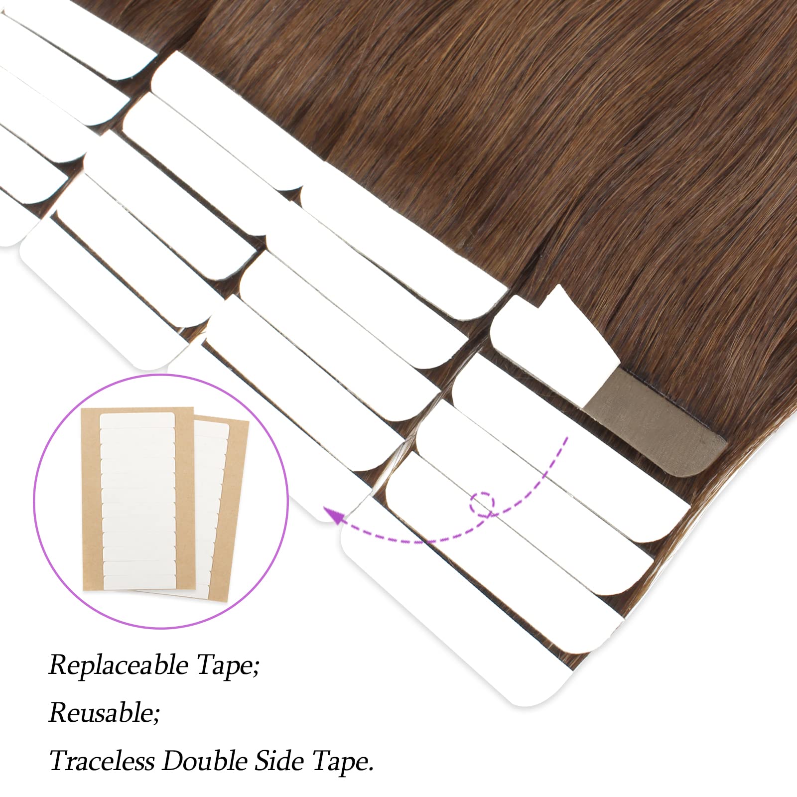 Abh Amazingbeauty Hair Tape In Hair Extensions Real Human Hair Semi-Permanent 50G 20Pcs Tape In Attached Skin Weft Invisible Sea