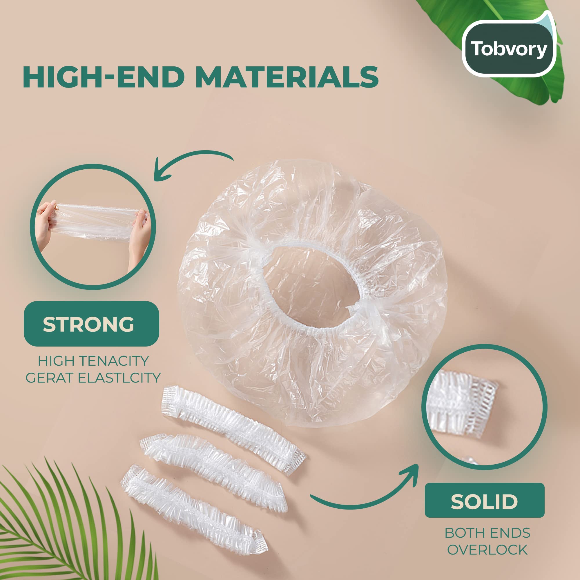Disposable Shower Caps - 100Pcs Shower Cap Tobvory Waterproof Plastic Shower Cap For Women Men For Hair - Extra Elastic Large Sh
