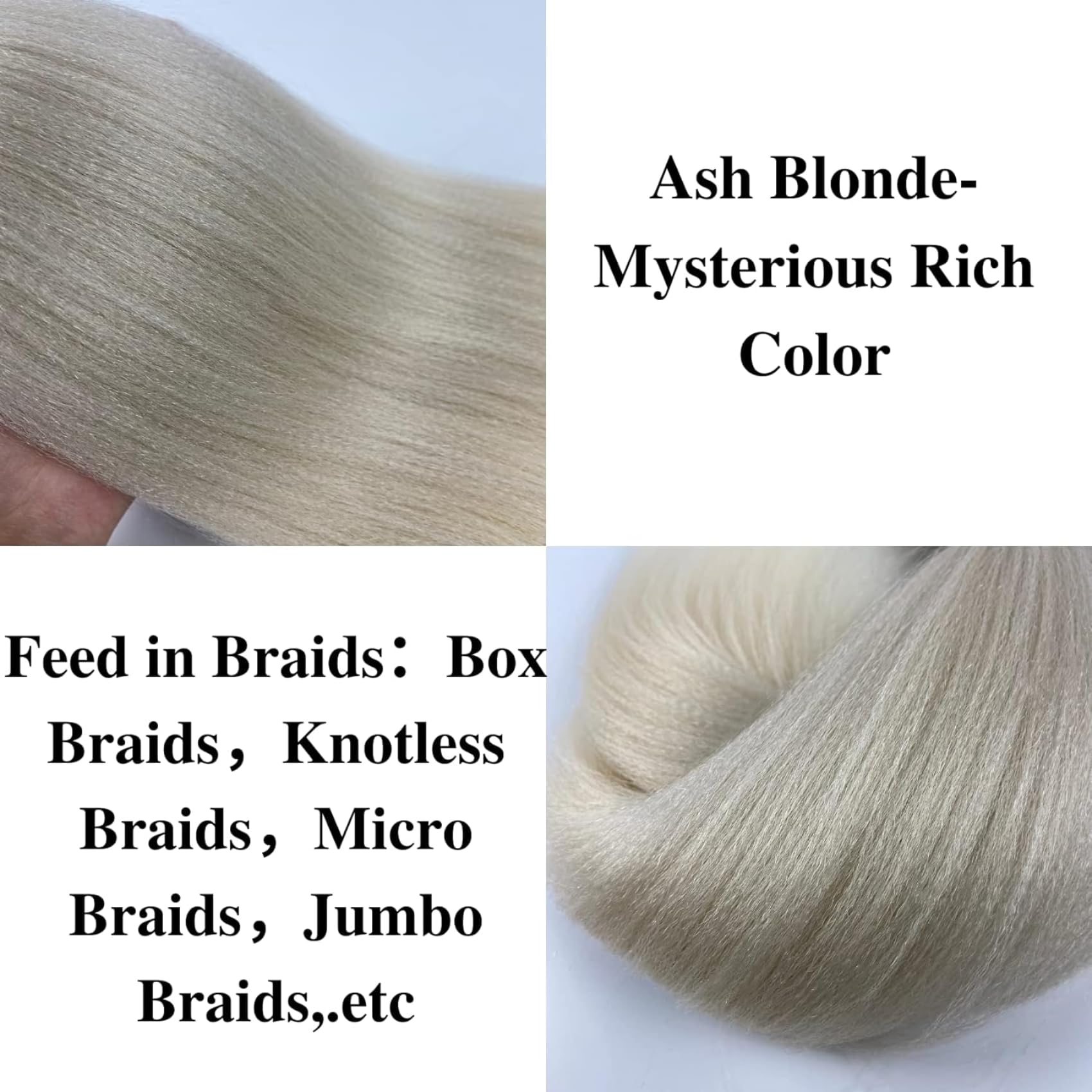Ombre Ash Blonde Braiding Hair Pre Stretched Kanekalon Braiding Hair Extensions Feed In Braids 26 Inch 6 Packs