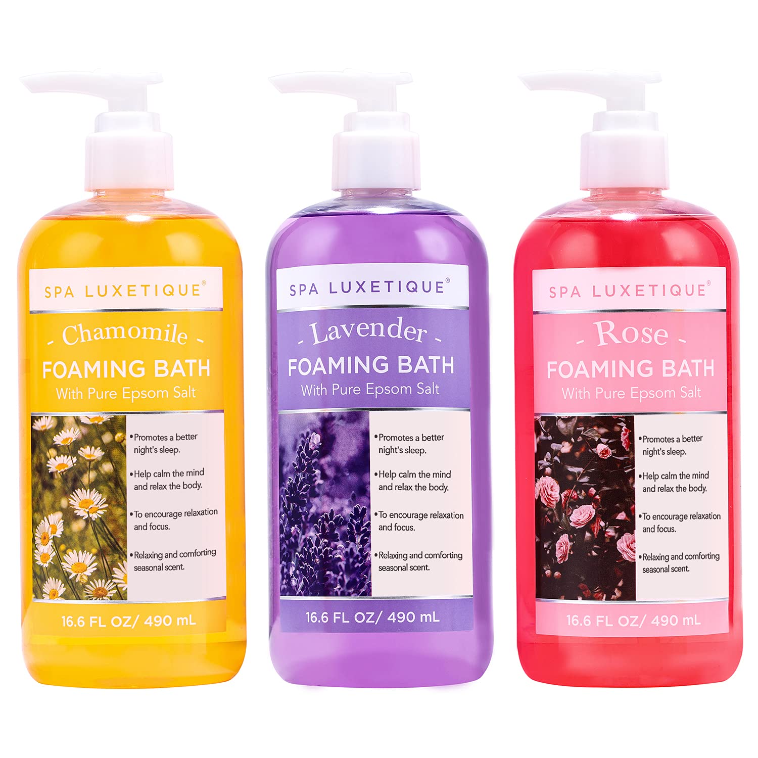 Bubble Bath, Spa Luxetique Foaming Bath With Pure Epsom Salt, Chamomile Rose And Lavender Scent Bath Set, Christmas Gifts For Wo