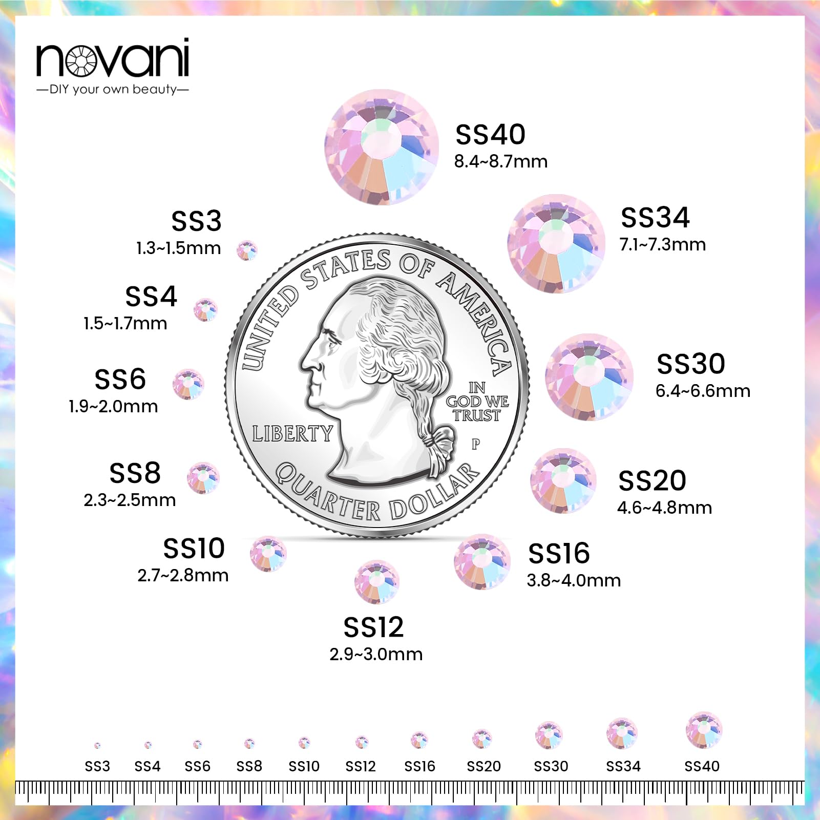 Rhinestones Novani Rhinestones for Crafts Glass Crystals Nail Rhinestones Flatback Nail Gems and Rhinestones for Nails Art Makeu