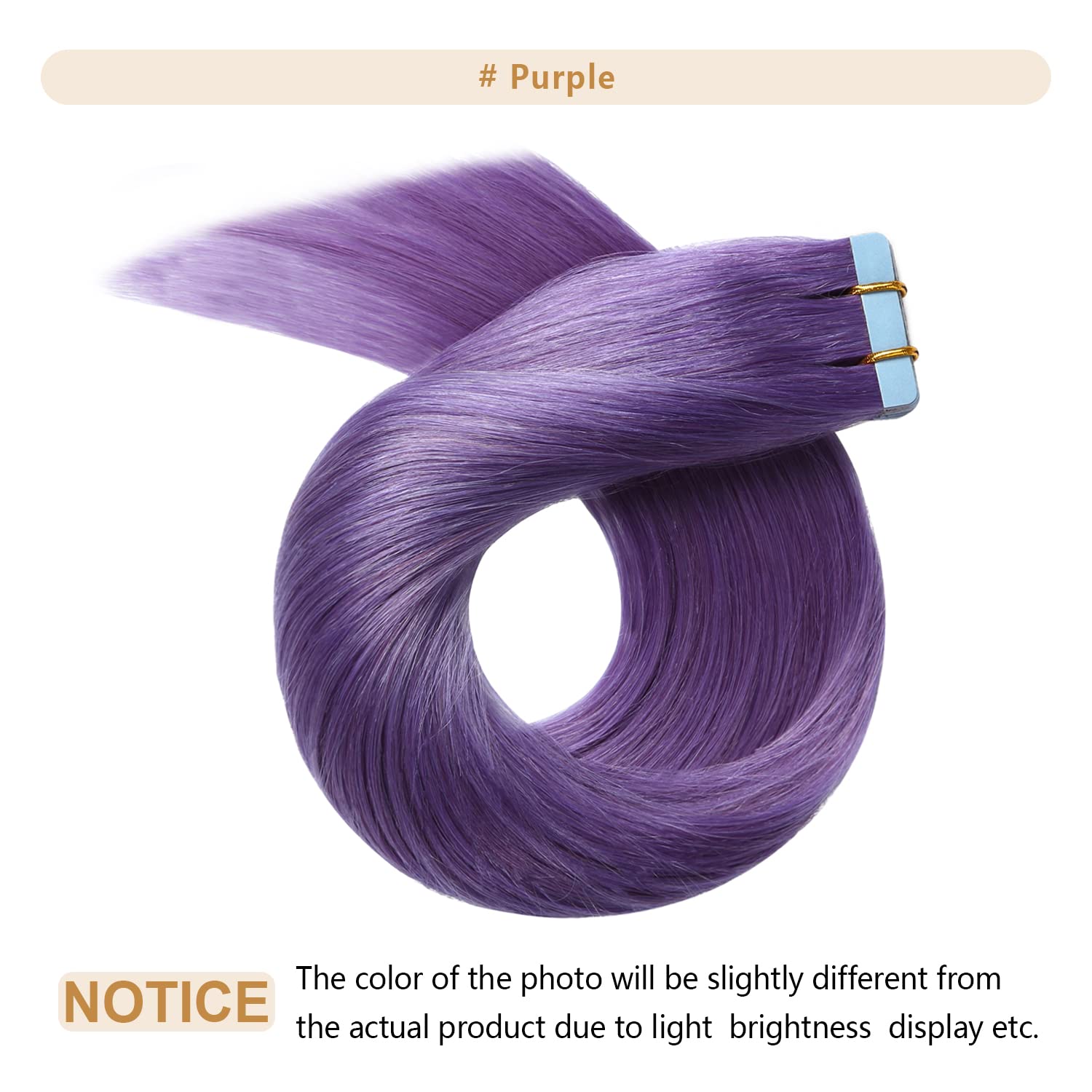YILITE Tape In Hair Extensions - 20 Inch Purple Human Hair, 20 Pieces, Seamless Invisible Skin Weft, 50g Pack