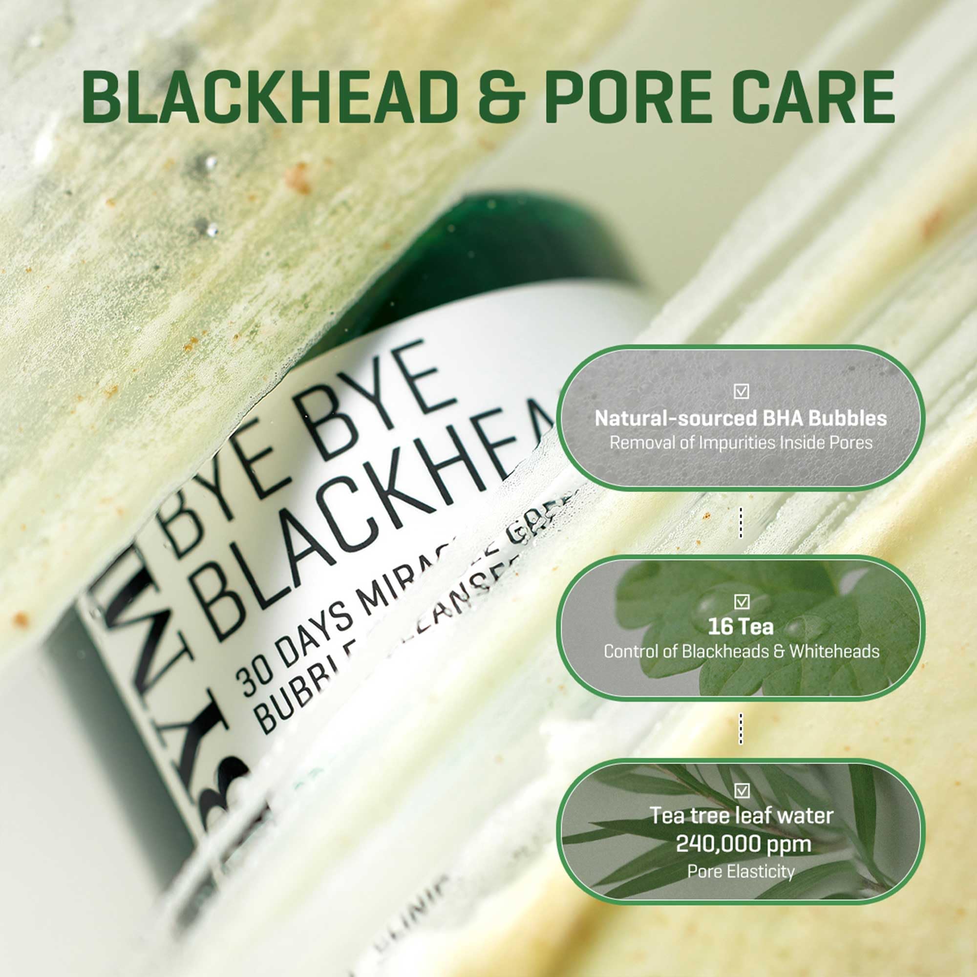 Some By Mi Bye Bye Blackhead 30 Days Miracle Green Tea Tox Bubble Cleanser - 423 Oz, 120G - Pore Cleaning, Brightening And Resto