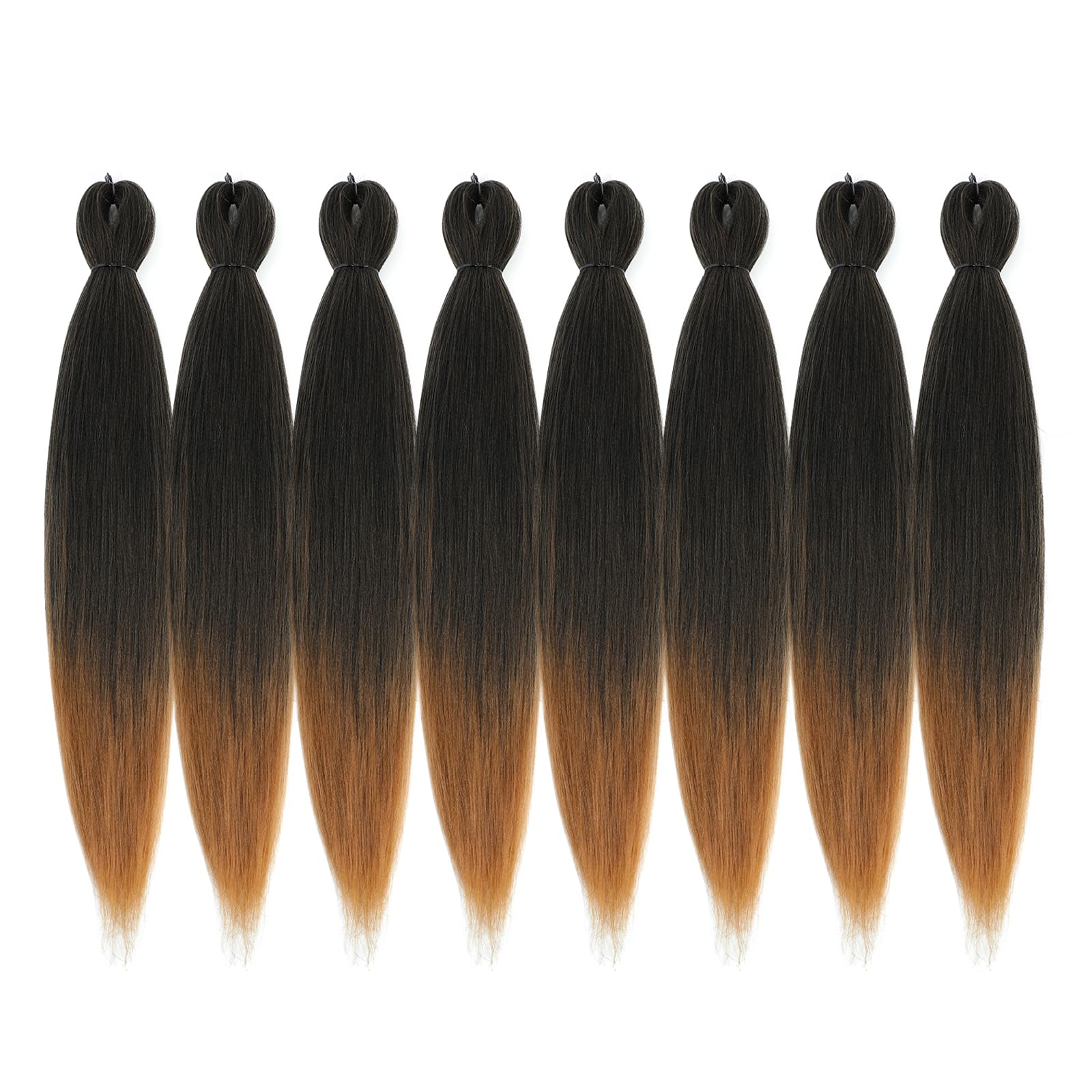 Difunee Pre-Stretched Braiding Hair - 16 Inch 8 Packs Ombre Brown Short Braiding Hair For Twist Or Box Braids, Yaki Texture Hot