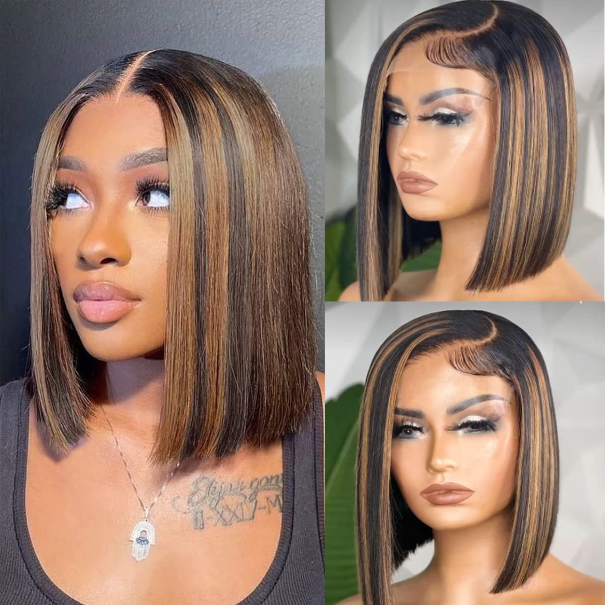Colorful Bird Ombre Bob Wig Human Hair FB30 Blonde Glueless Hd Lace Front Bob Wigs Straight Highlight Bob Wig Human Hair Pre Plu