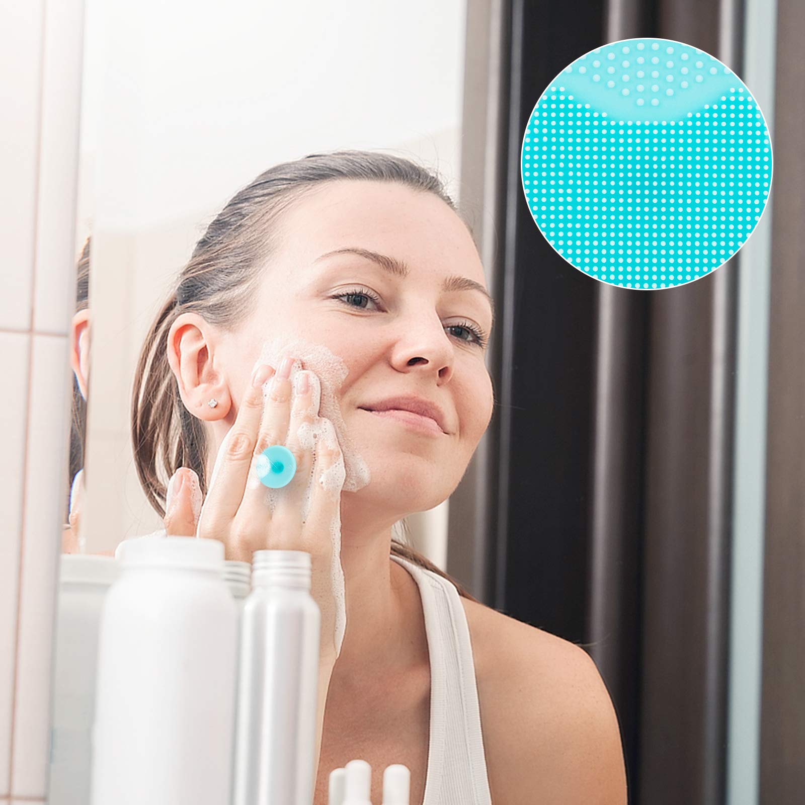 4 Pack Face Scrubber,Jexcull Soft Silicone Facial Cleansing Brush Face Exfoliator Blackhead Acne Pore Pad Cradle Cap Face Wash B
