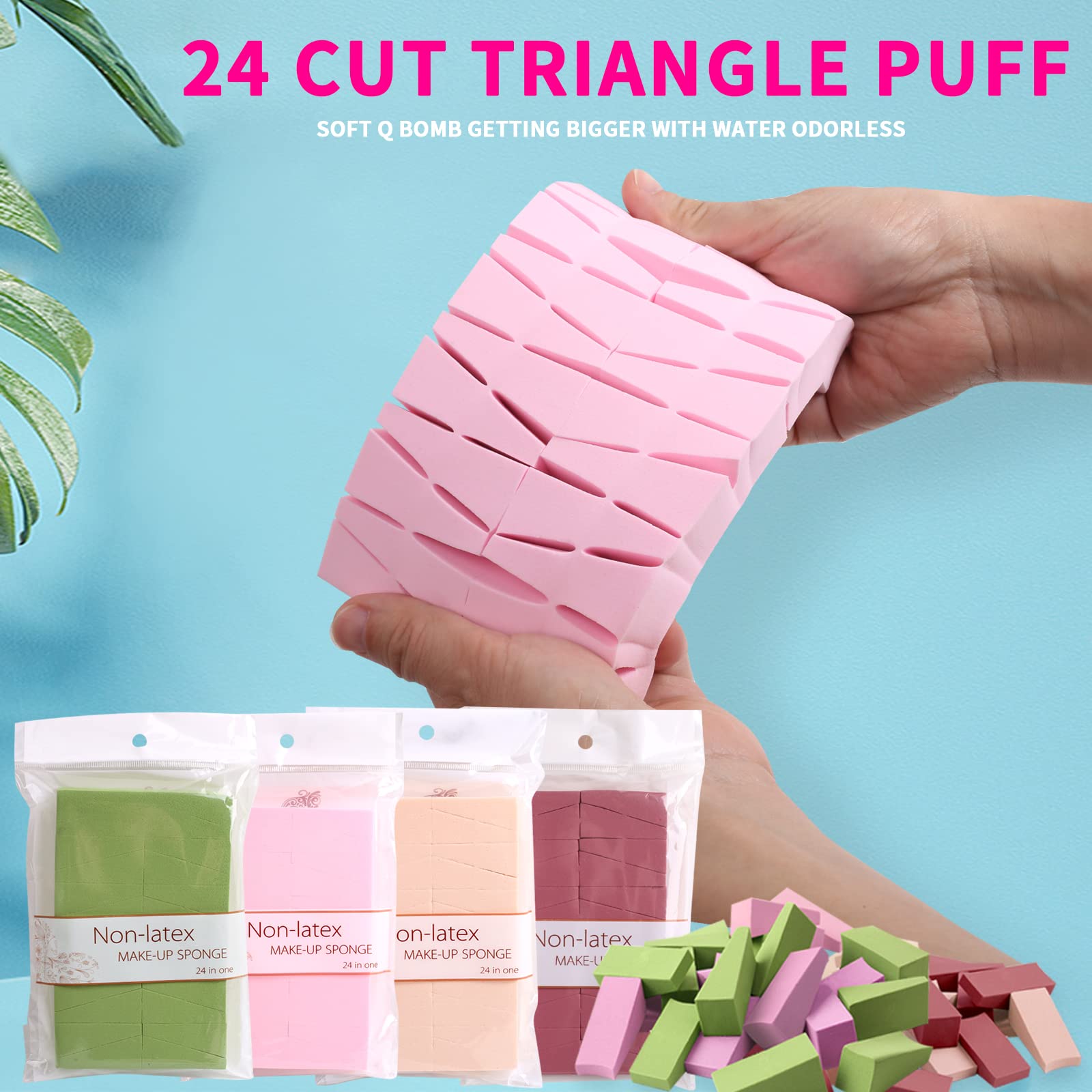 Wsyub Makeup Wedges, 96Pcs Makeup Blenders Sponges, Soft Sponge Cosmetic Puff Small Wedge Shape, Latex Free Foam Sponges Powder