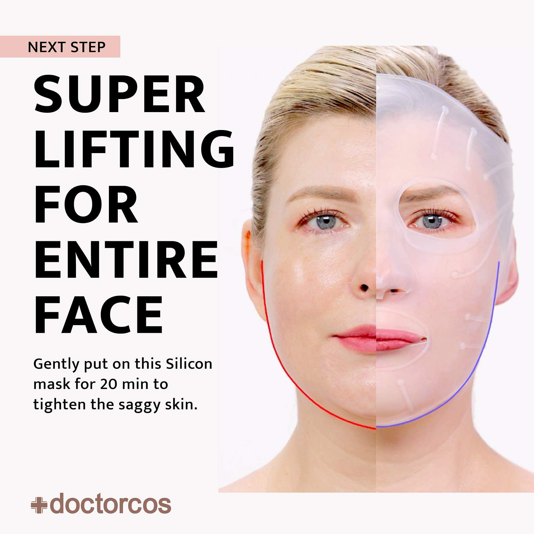 Doctorcos Silicone Skin Mask | Face Lifting Double Chin Reducer | V Line Lifting | Under Eye Mask | Forehead Wrinkles Treatment