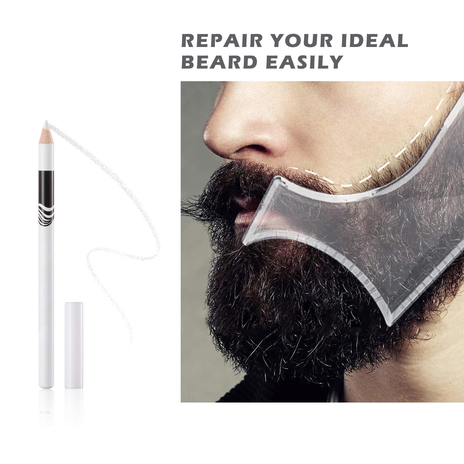 NewBang 8 Pieces White Barber Pencil Set Edge Hairline Razor Trace Pencils Beard Guide Beard Hairline Outliner and Beard Shaping
