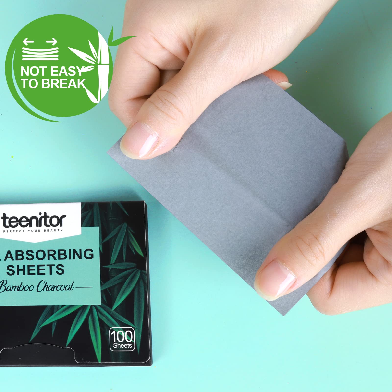 1200 Sheets Natural Blotting Paper for Oily Skin with Bamboo Charcoal, Oil Blotting Sheets for Face, Makeup Blotting Paper, 3 7/