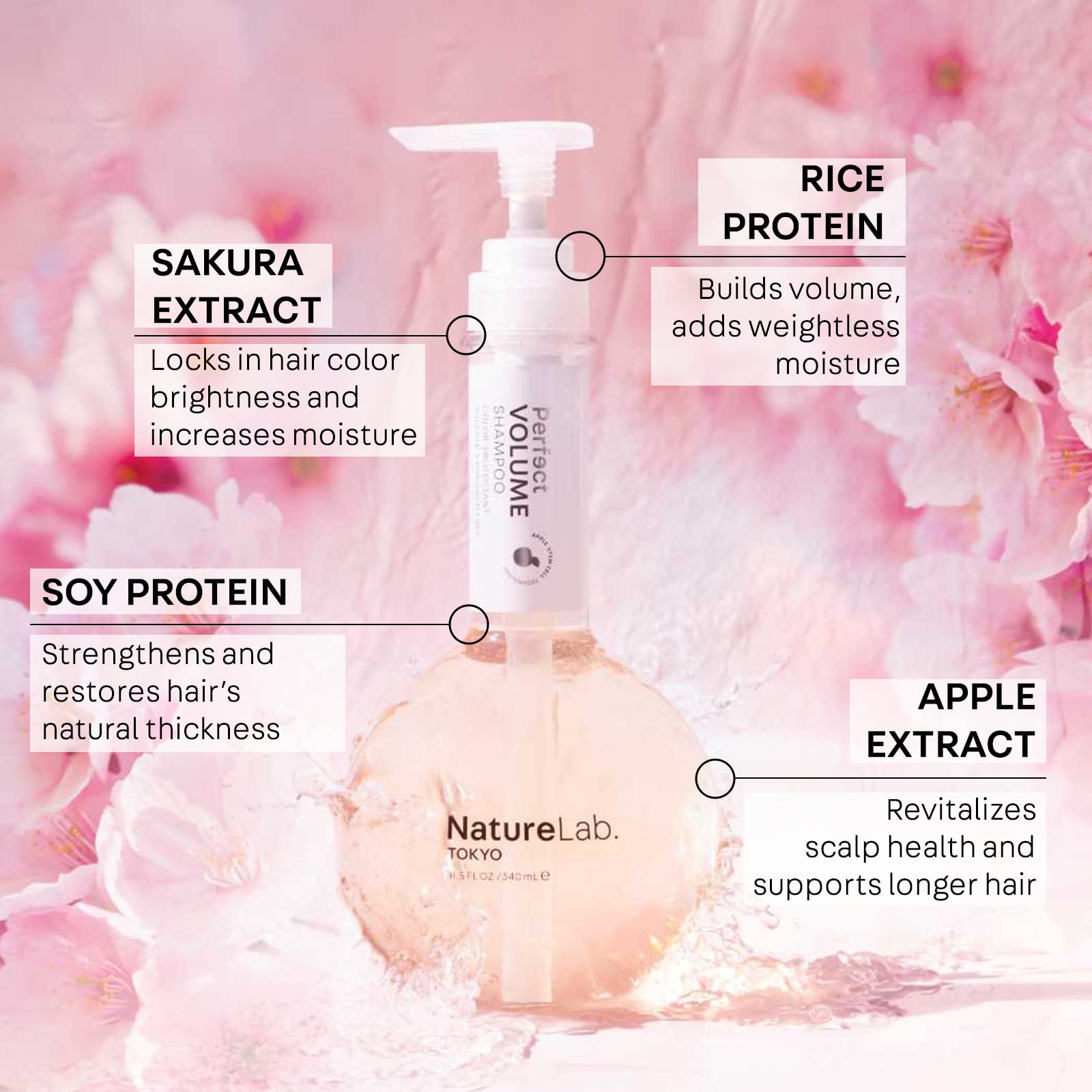 NatureLab Tokyo Perfect Volume Shampoo: Hair Volumizer, Build Lift, and Body to Flat, Fine, or Limp Hair I 11.5 FL OZ / 340ml
