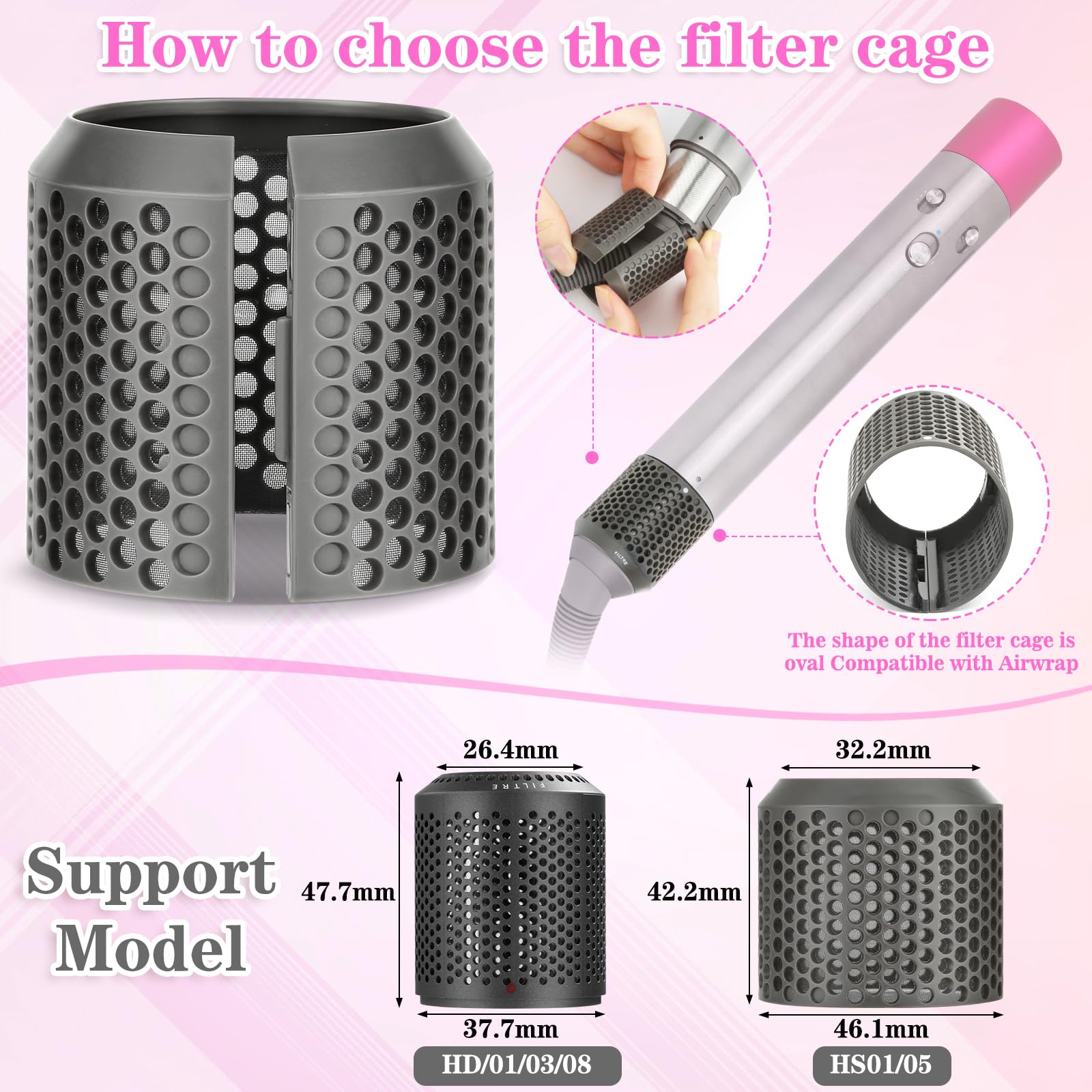Afdd Outer Filter Cover Replacement For Dyson Airwrap Hair Styler Hs01 Hs05 Models Outer Strainer Magnetic Filter Cage Replaceme