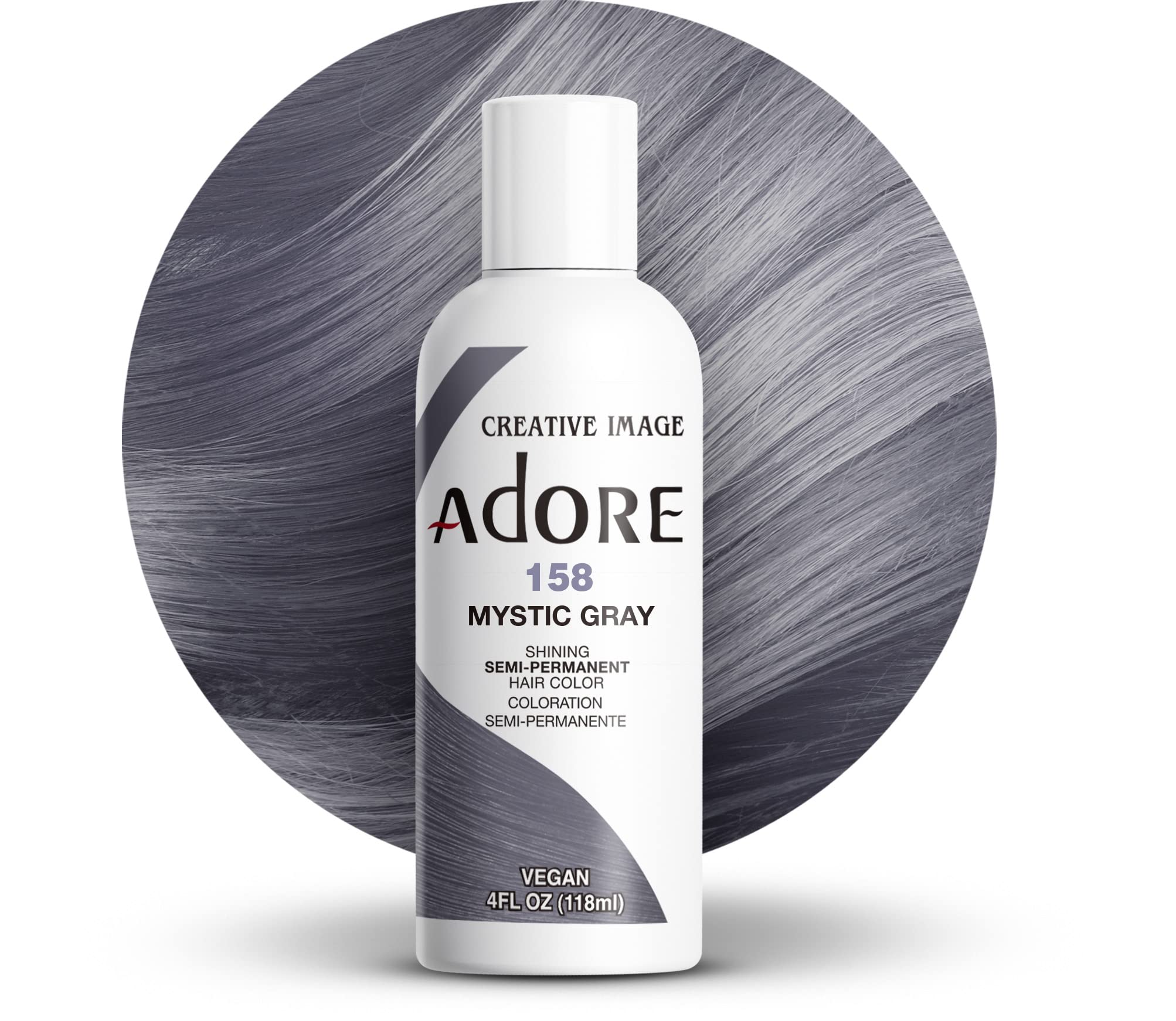 Adore Semi Permanent Hair Color - Vegan And Cruelty-Free Hair Dye - 4 Fl Oz - 158 Mystic Gray (Pack Of 1)
