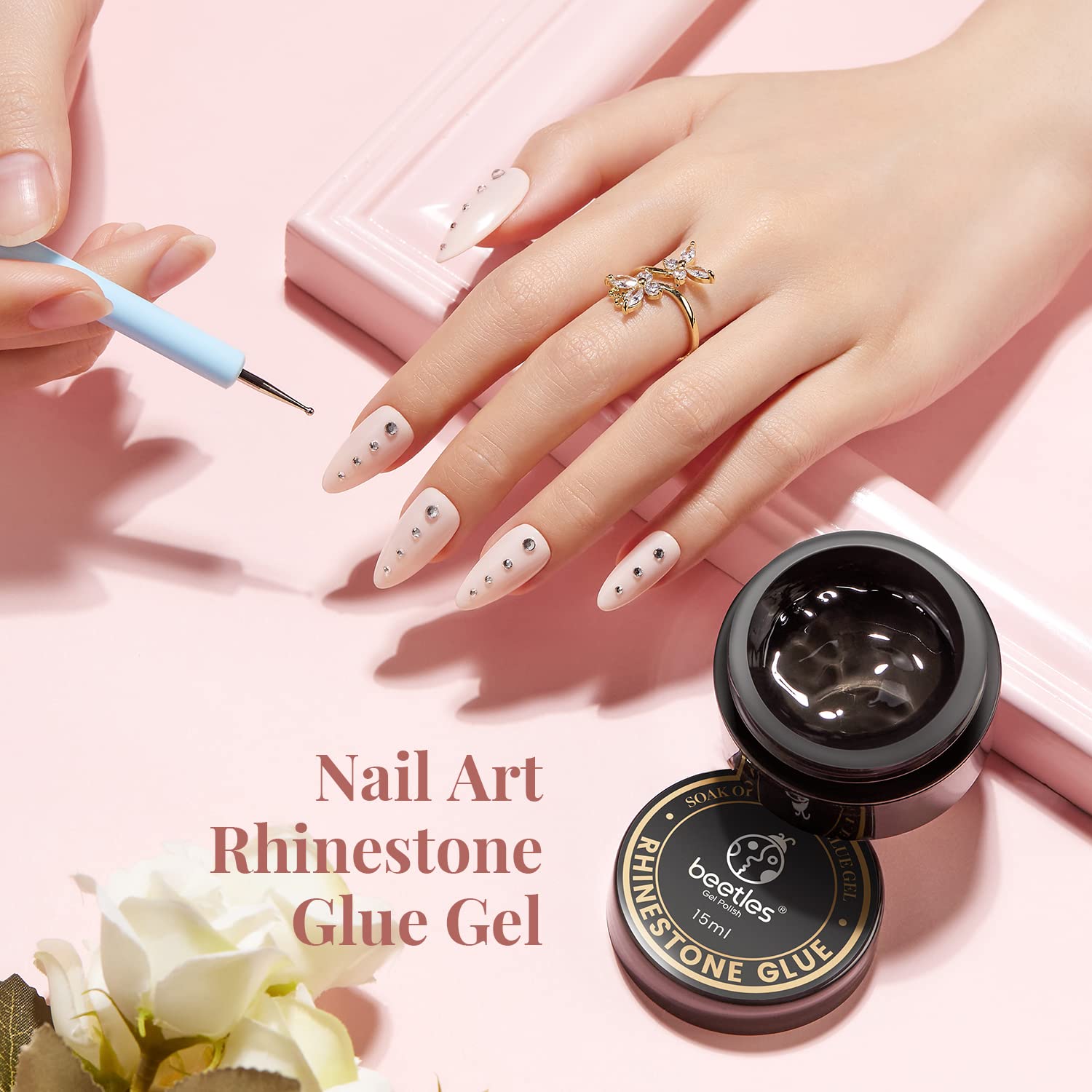 Beetles Rhinestone Glue For Nails Nail Gem Glue For Nail Art Adhesive Resin Gems Diamonds Jewelry Decoration Soak Off Led Lamp W