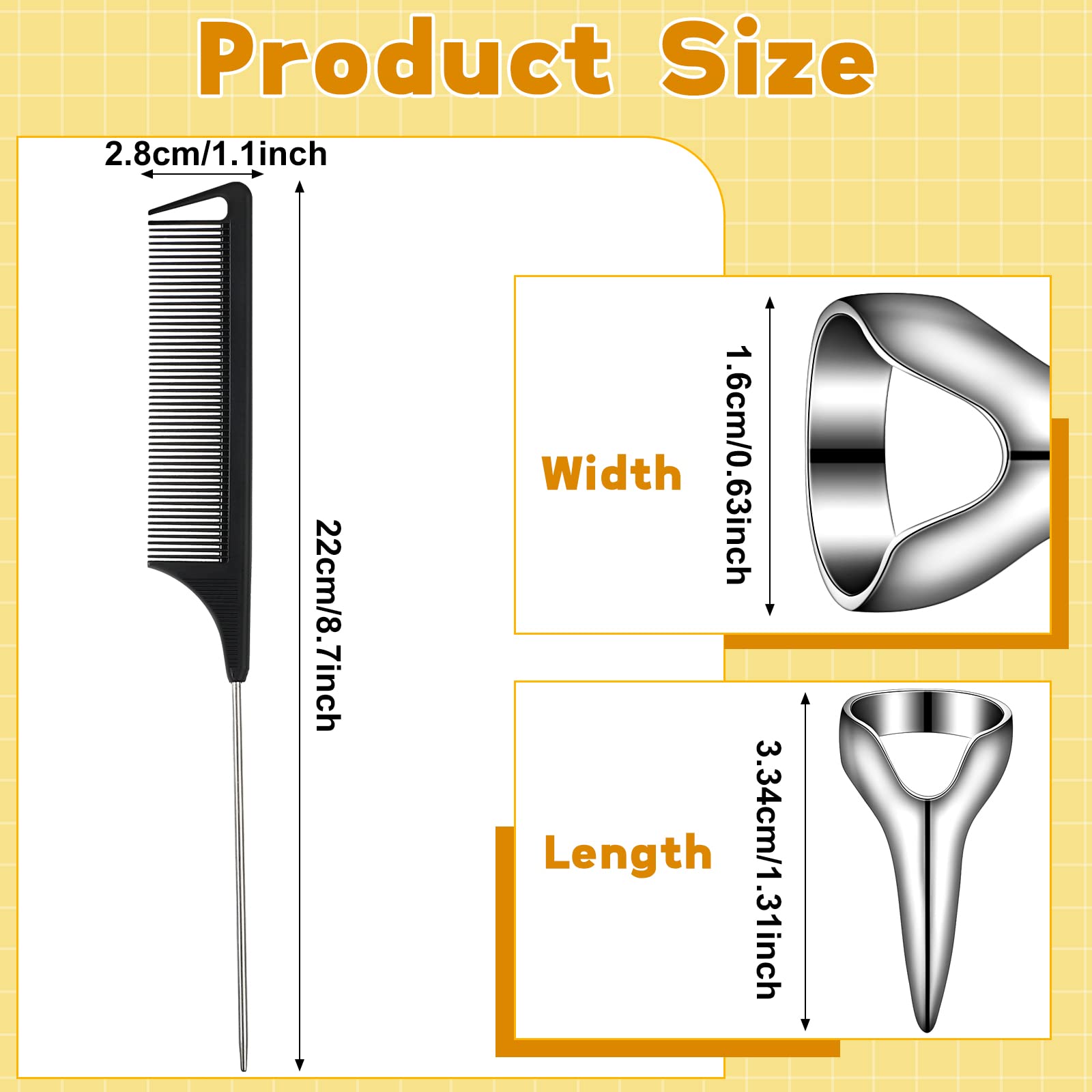 9 Pieces Metal Hair Parting Rings And Pinky Selecting Tools Retro Nail Finger With Steel Comb Pointed Styling Combs For Hair Sti