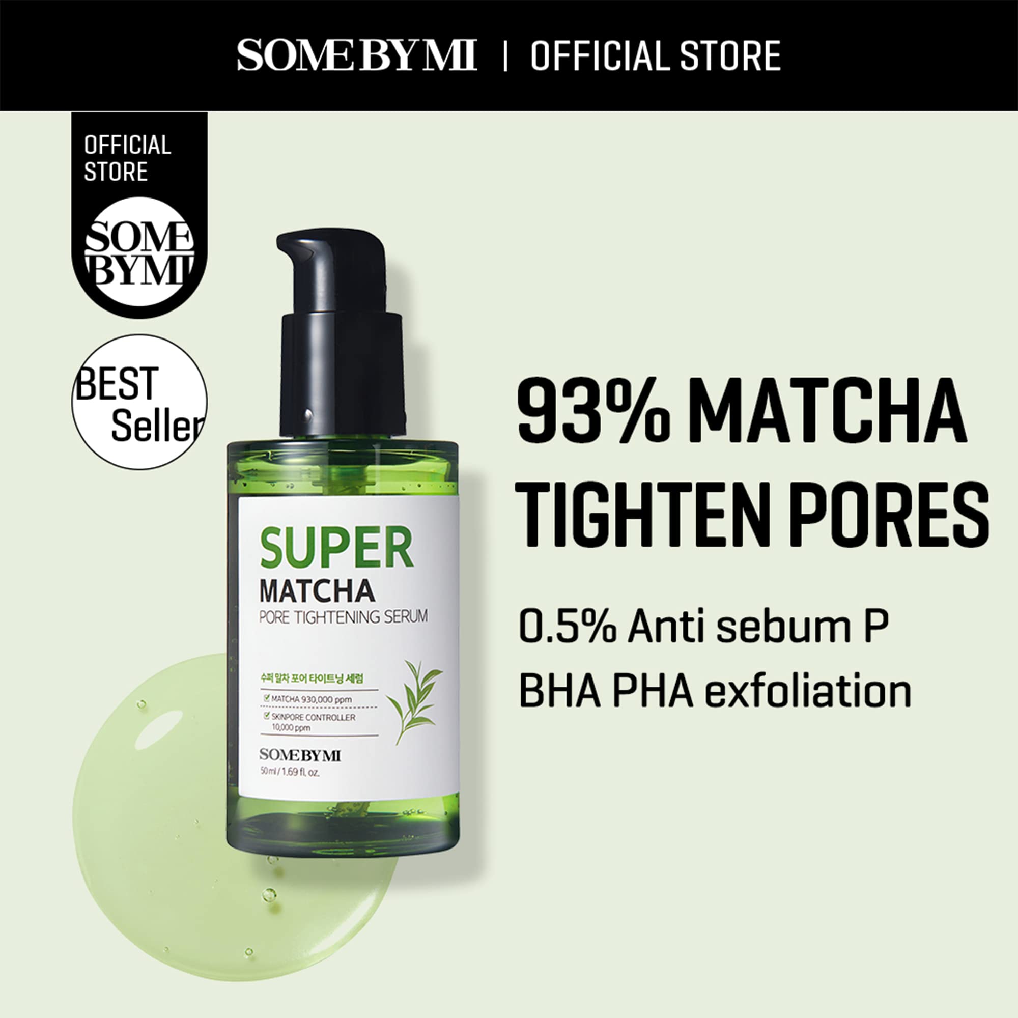 Some By Mi Super Matcha Pore Tightening Serum - 1.69Oz, 50Ml - Made From Match Water For Sensitive Skin - Skin Moisturizing And