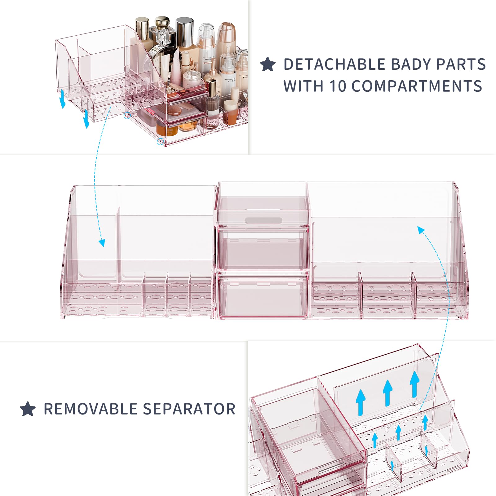 Makeup Organizer, Large Capacity Organizers, Make Up Organizers And Storage With Drawers, Makeup Organizer For Vanity For Makeup