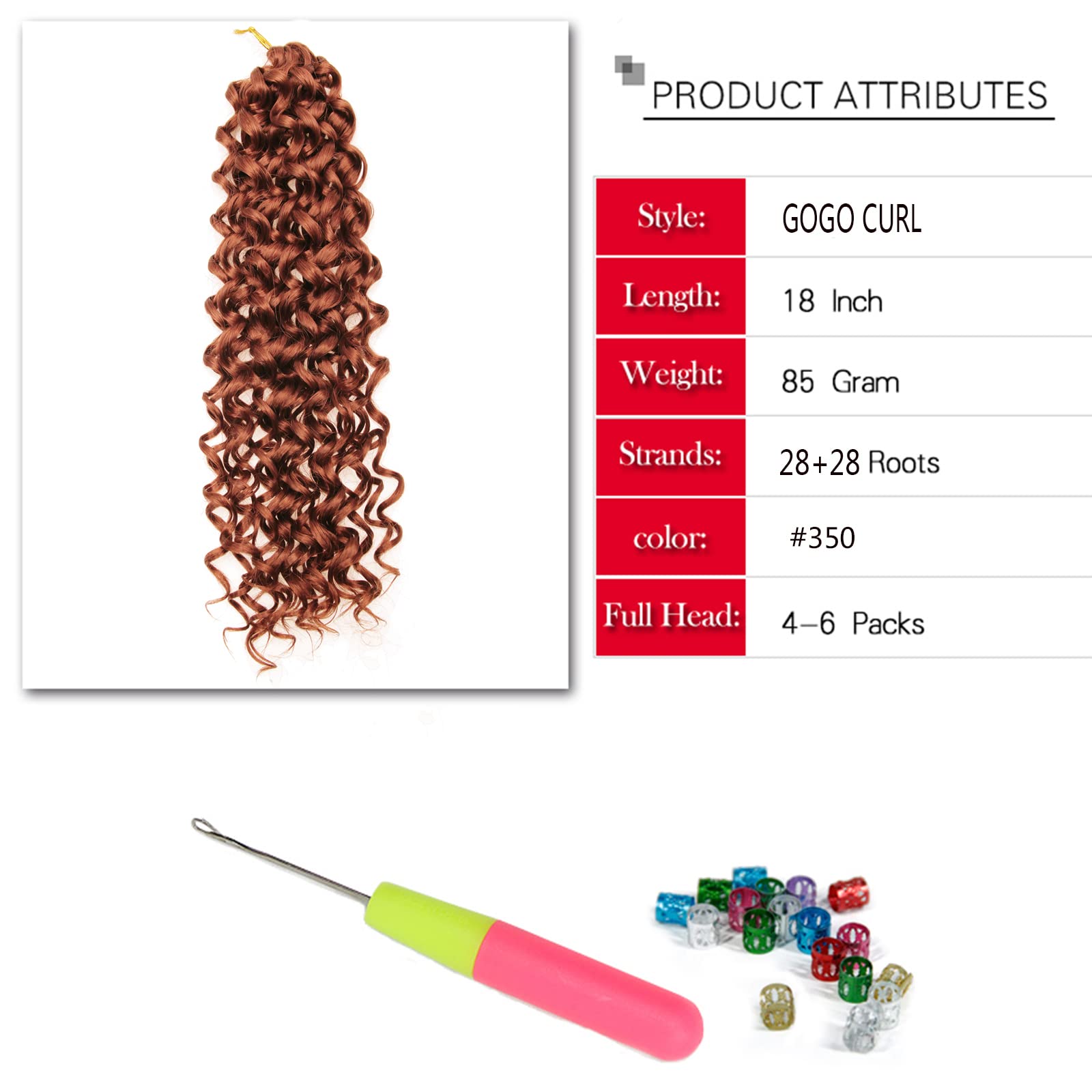 Gogo Curl Crochet Hair 18Inch Water Wave Crochet Hair Synthetic Bohemian Crochet Braid Ginger Deep Wave Braiding Hair Extensions