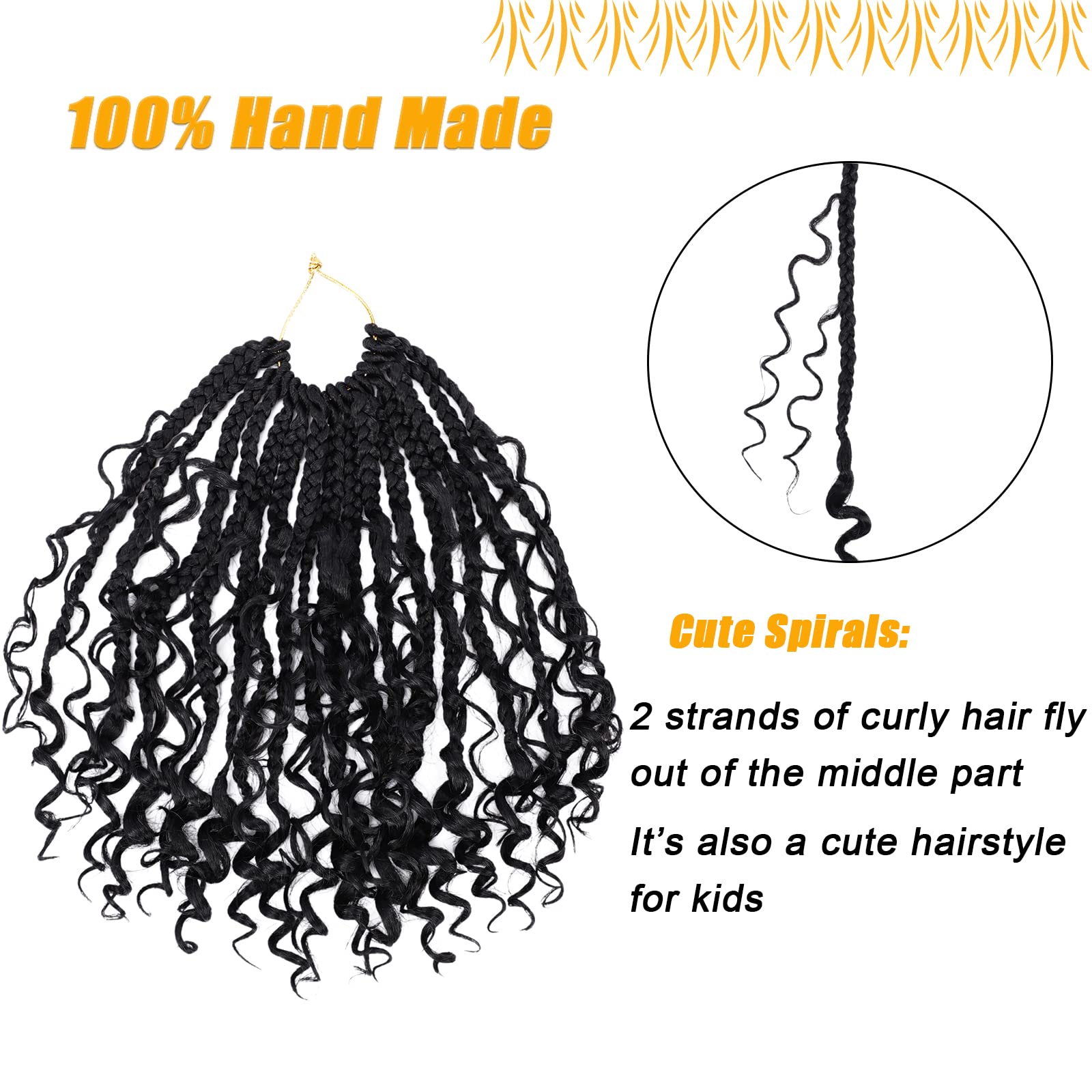 Boho Box Braids Crochet Hair For Women 10 Inch 7 Packs Ombre Goddess Box Braids With Curly Ends 3X Short Bob Crochet Braids For
