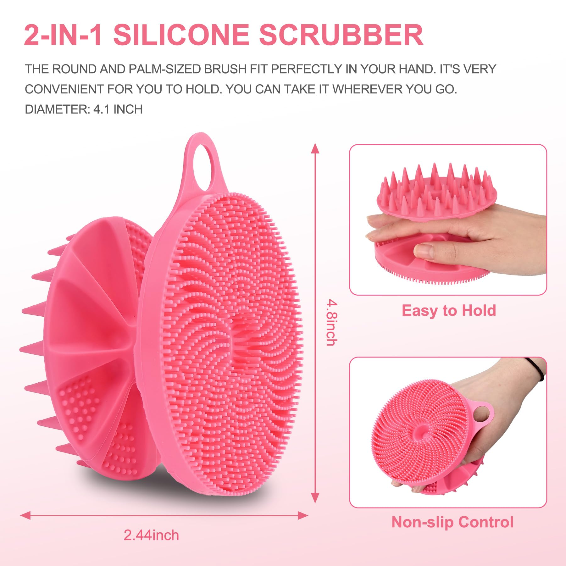 INNERNEED 2-in-1 Silicone Body Scrubber and Scalp Massager Shampoo Brush, Food-Grade Soft Material, More Hygienic, Easily Lather