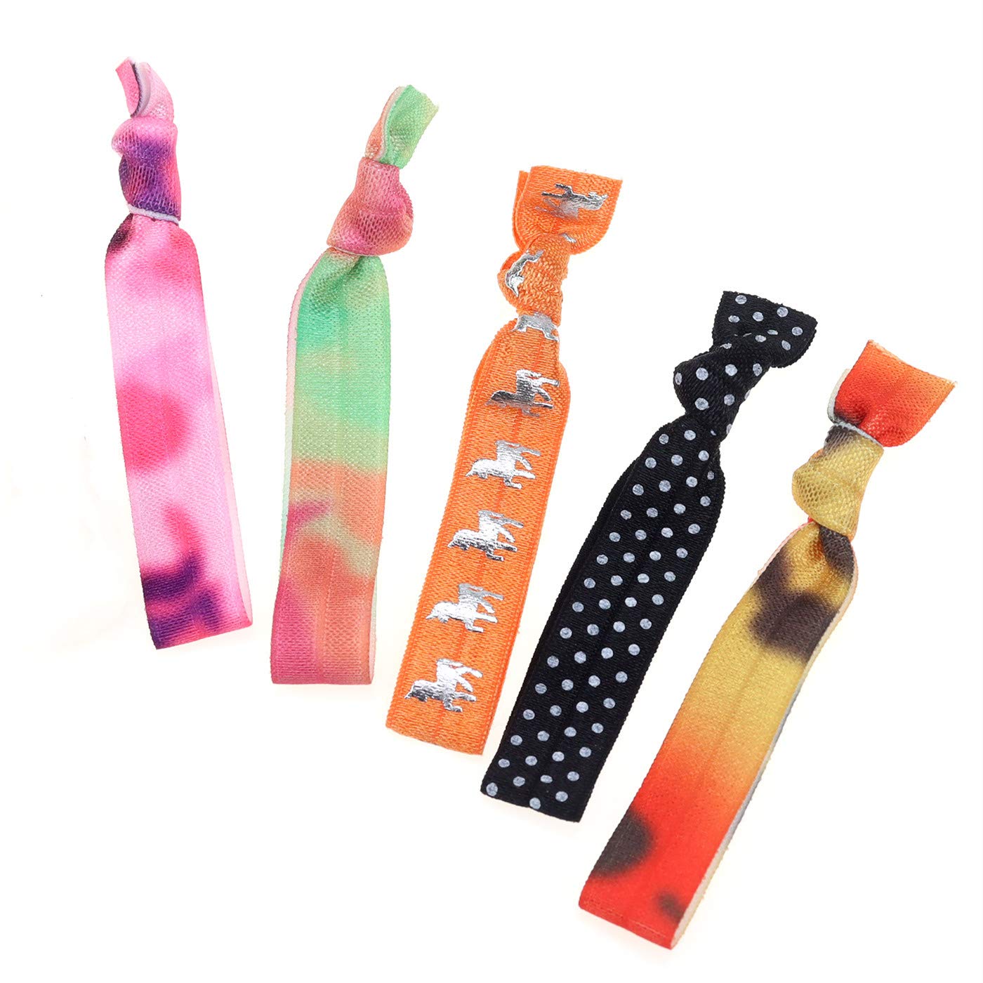120 Printed Hair Ties No Crease Ribbon Elastics Ties Women Yoga Knotted Ponytail Holder