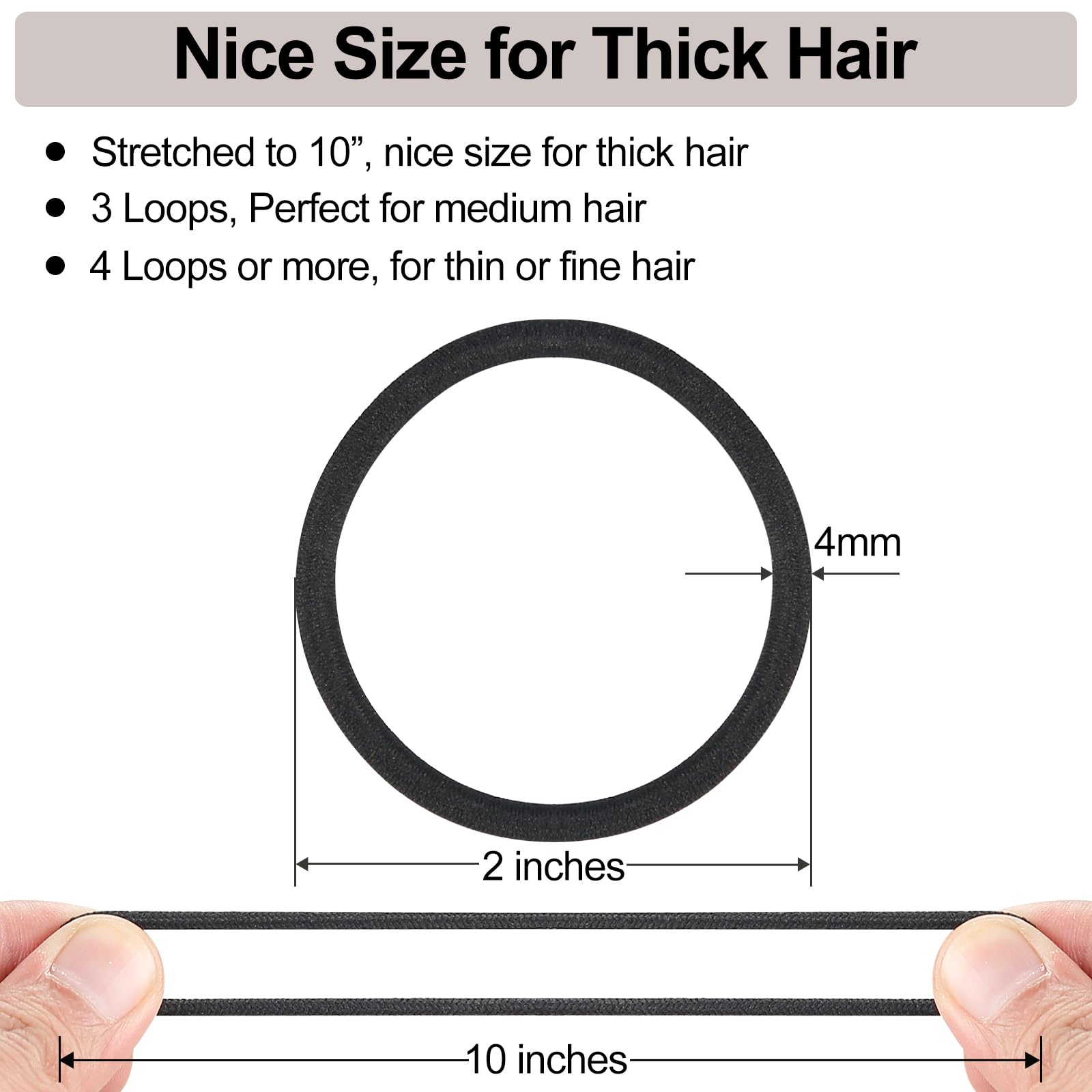 ADRIONE Black Hair Ties No damage 280 Pack, 4MM Hair Bands for Women's Hair Elastic Ponytail Holders No Damage Hair Ties Elastic