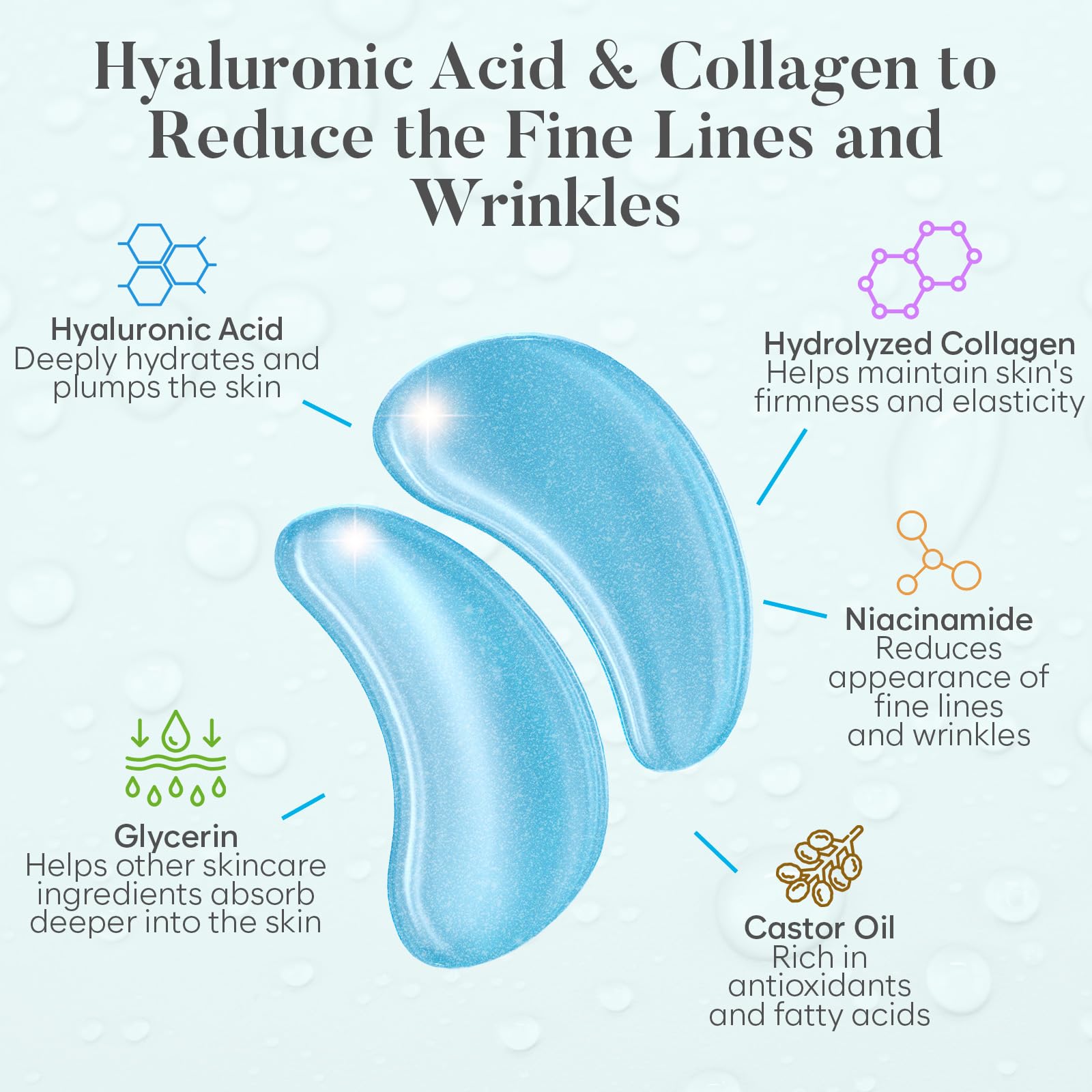 BLOOMORA Hyaluronic Acid Eye Patches(30 Pairs) Under Eye Patches for Dark Circles, Under Eye Patches for Puffy Eyes and Dark Cir