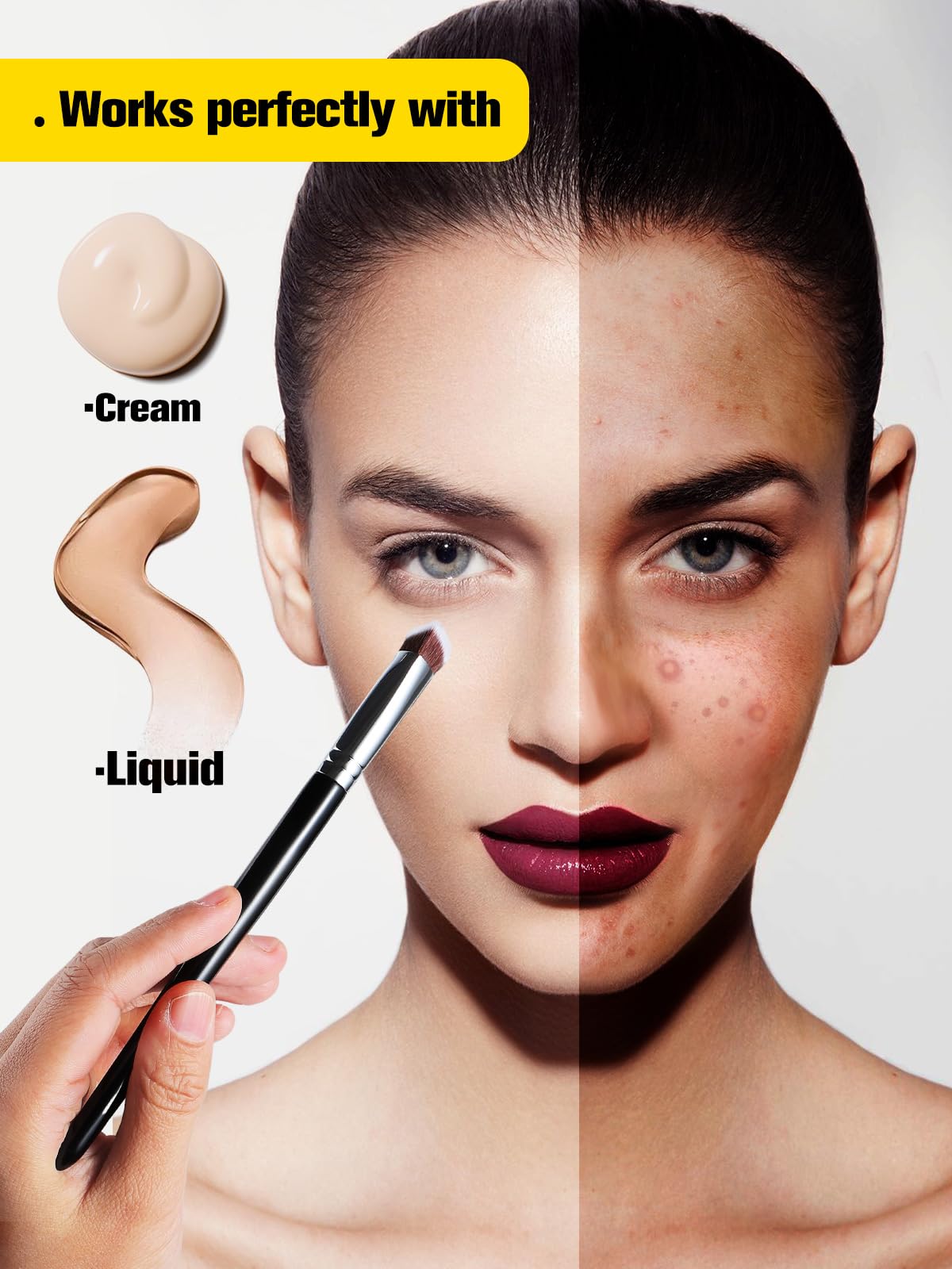 Concealer Brush, EIGSHOW Concealer Brush Under Eye for Precise Coverage of Dark Circles Blemishes Acne, Small Concealer Brush fo