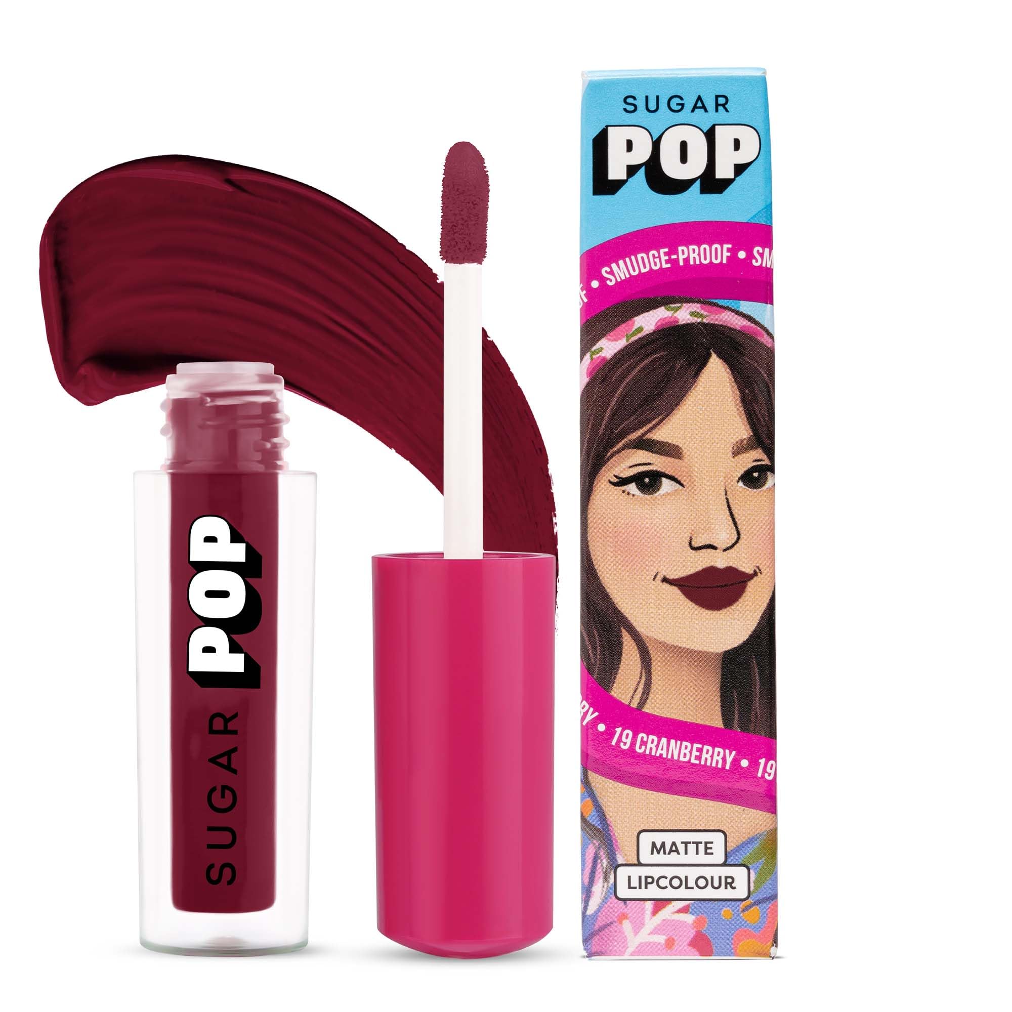 Sugar Pop Matte Lipcolour | Vitamin E | SuperPigmented | SmudgeProof | 1.6 Ml  19 Cranberry