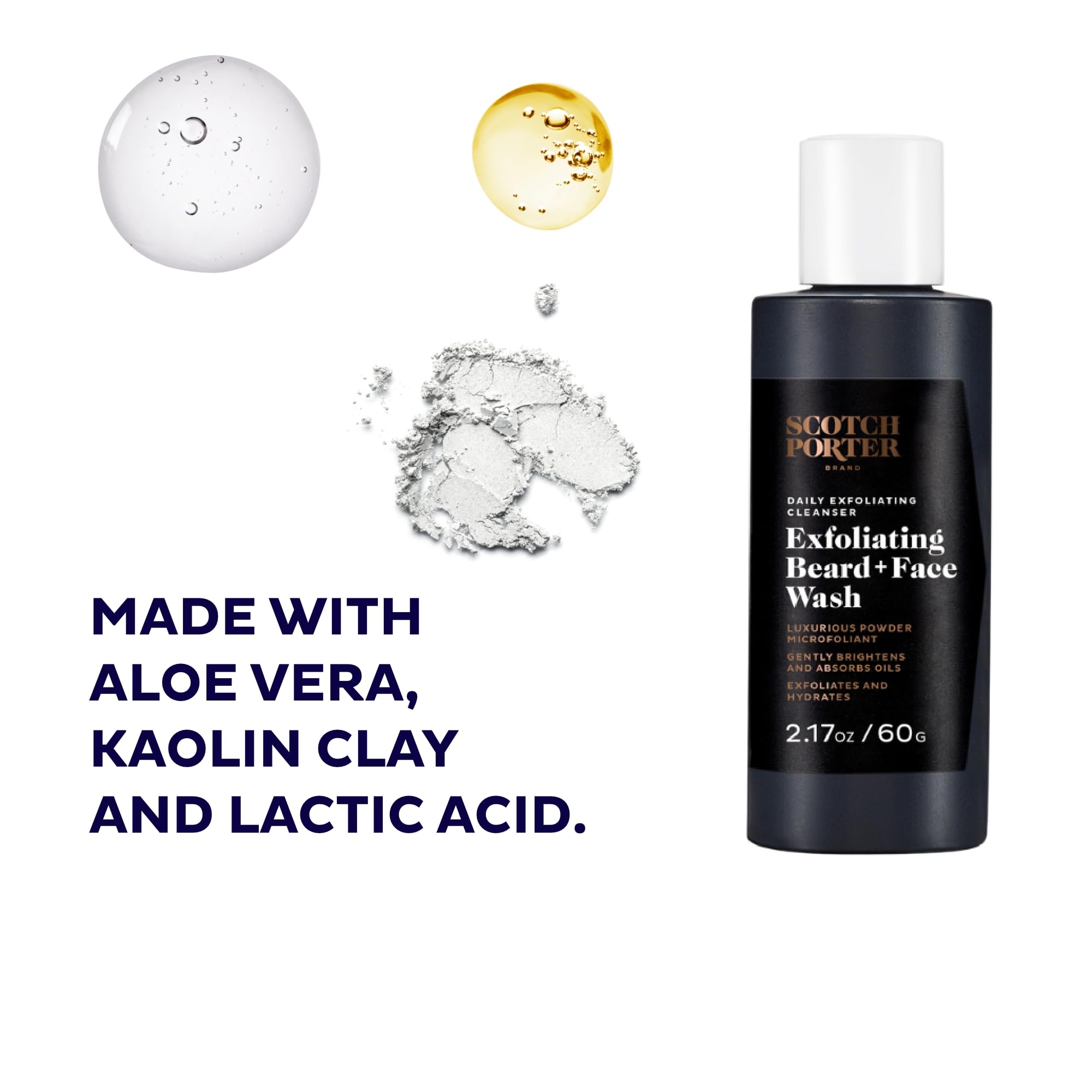 Scotch Porter Exfoliating Beard Wash & Face Cleanser For Men, Travel Friendly | Formulated With Non-Toxic Ingredients, Free Of P