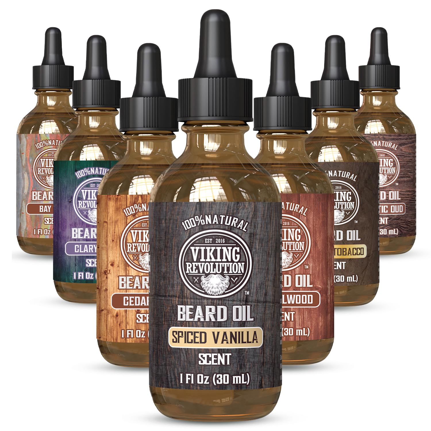 Viking Revolution Spiced Vanilla Beard Oil for Men  Natural Mens Beard Oil with Argan and Jojoba Oil  Beard Softener, Strength