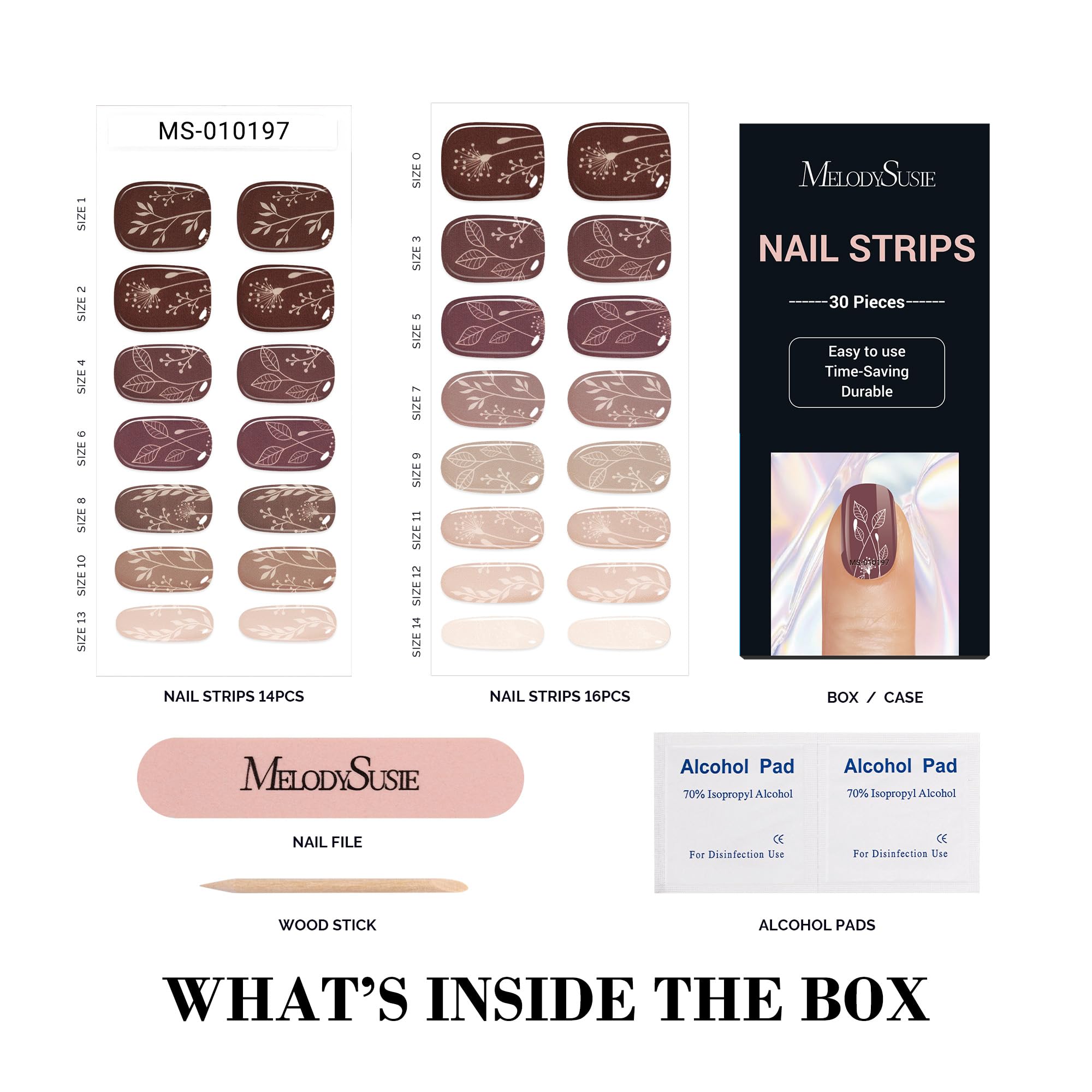 Melodysusie Semi Cured Gel Nail Strips (Autumn Leaves)- Works With Nail Lamp, Salon-Quality, Long Lasting, Easy To Apply & Remov