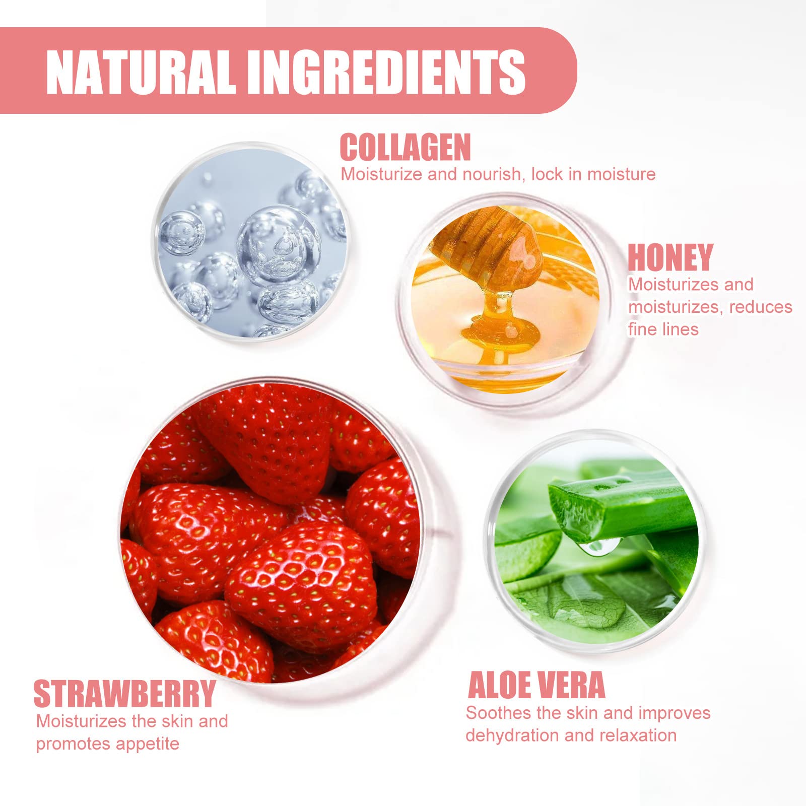 4 Pcs Lip Balm Honey Pot, Honey & Strawberry Moisturizing Lip Mask Reduces Lip Lines, Prevention Dry And Cracked Lip Scrubs Exfo