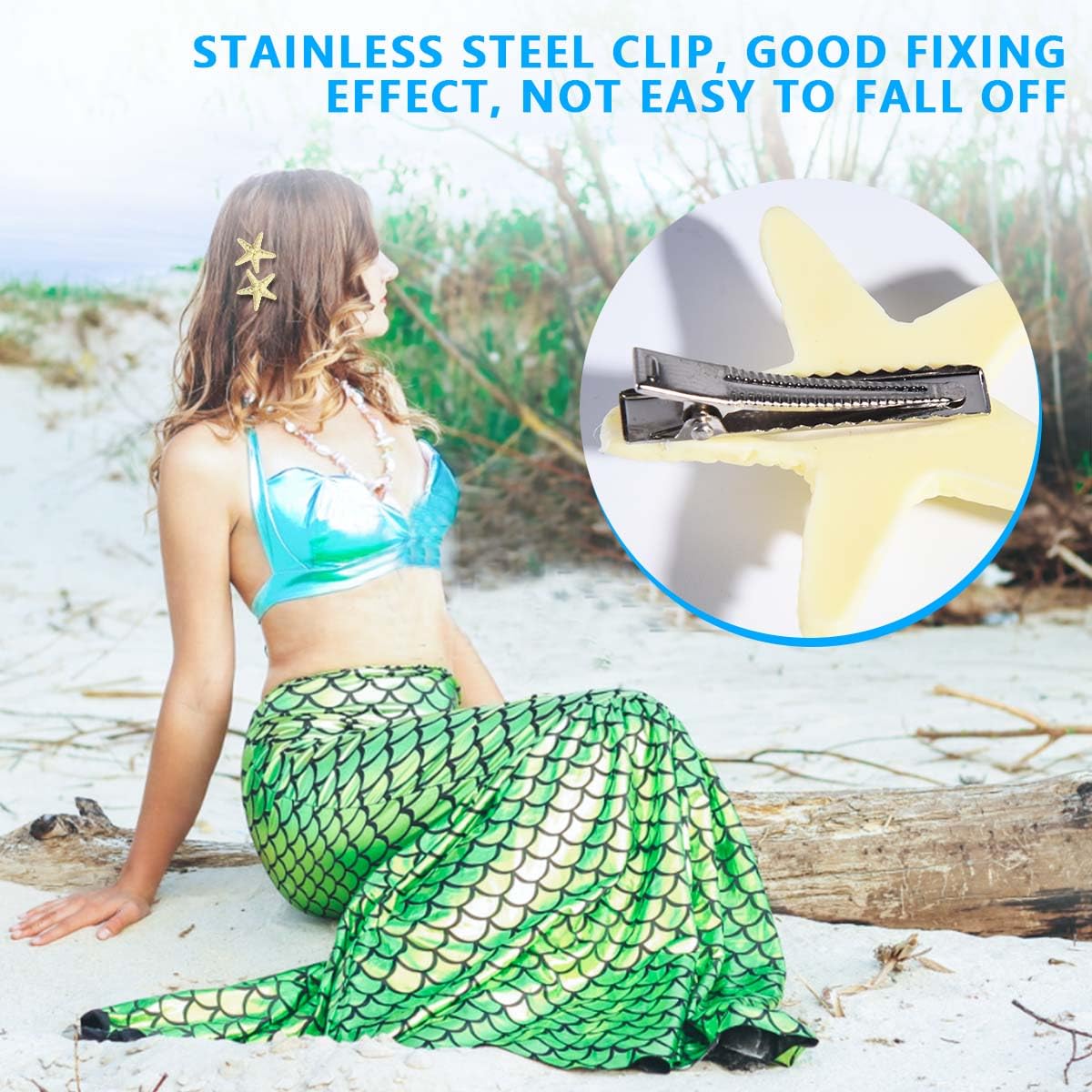 Obtanim 4 Pcs Starfish Hair Clip Resin Beach Sea Star Hair Pins Mermaid Hair Clips Accessories For Women And Girls