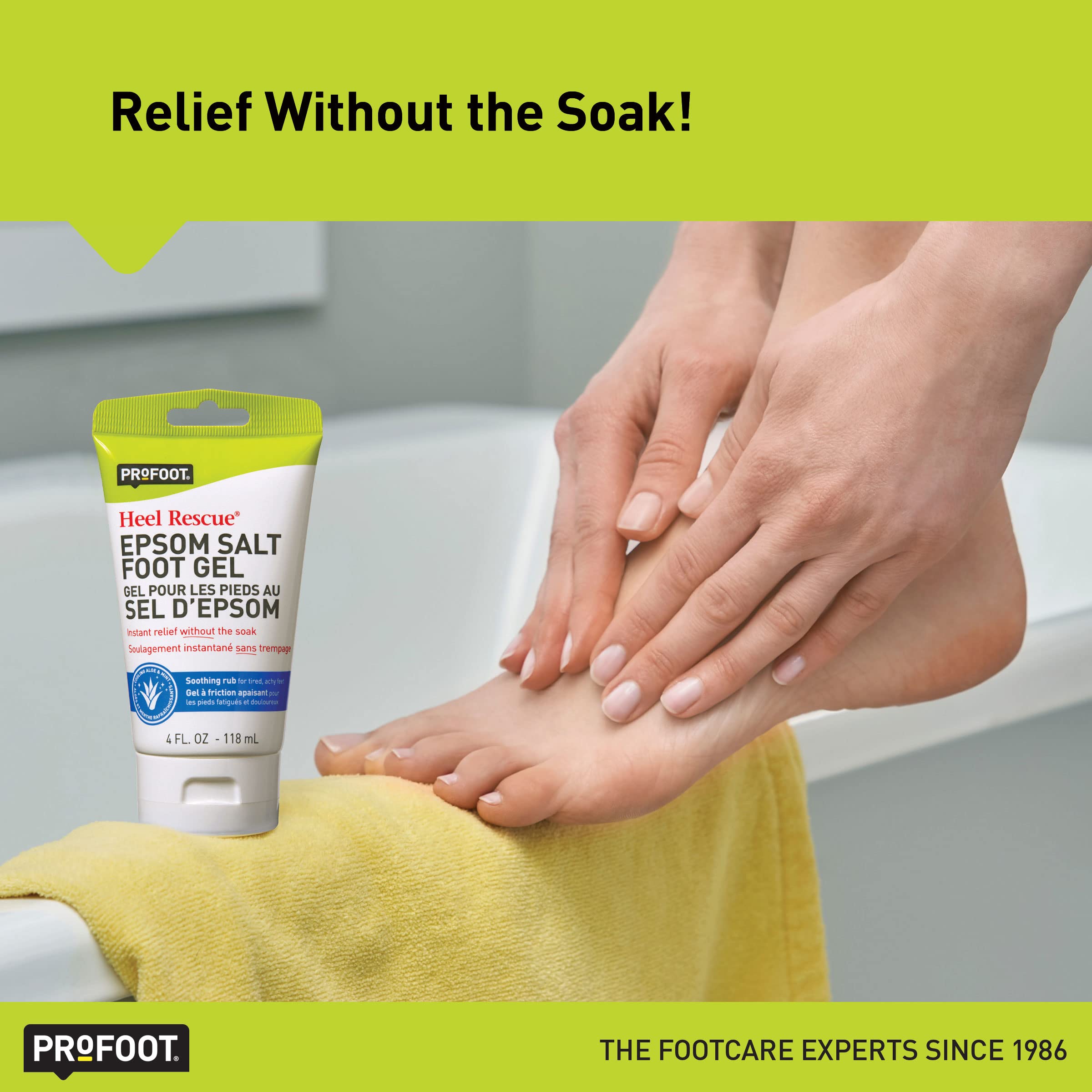 Profoot Epsom Salt Foot Gel, 4 Ounce, Soothing Relief For Painful, Tired, Aching Feet Or Arthritis, Ditch The Foot Bath For Inst