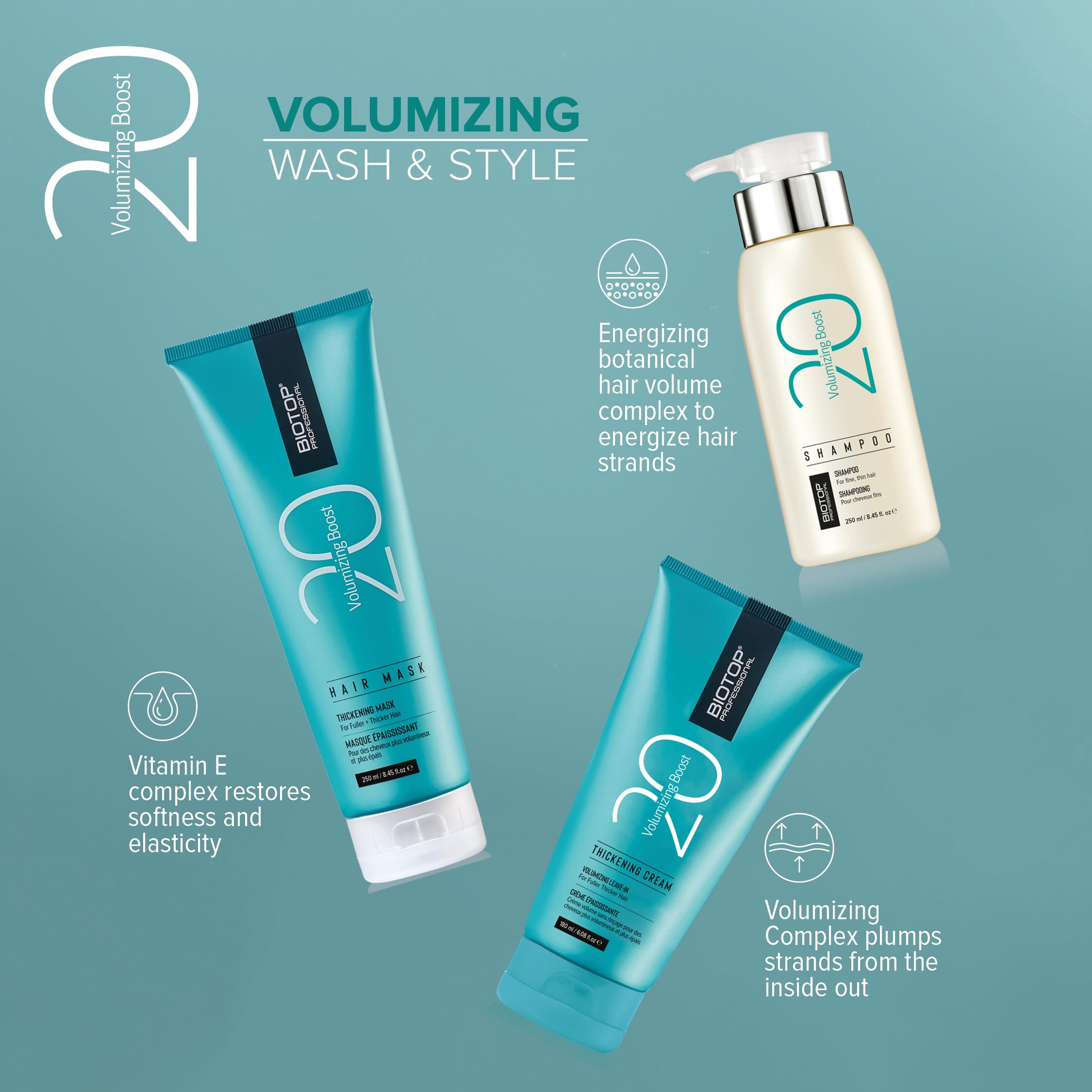 Biotop Professional 20 Volumizing Boost Hair Cream - Nourishing Hair Styling Cream for Lightweight Volume & Long-Lasting Humidit