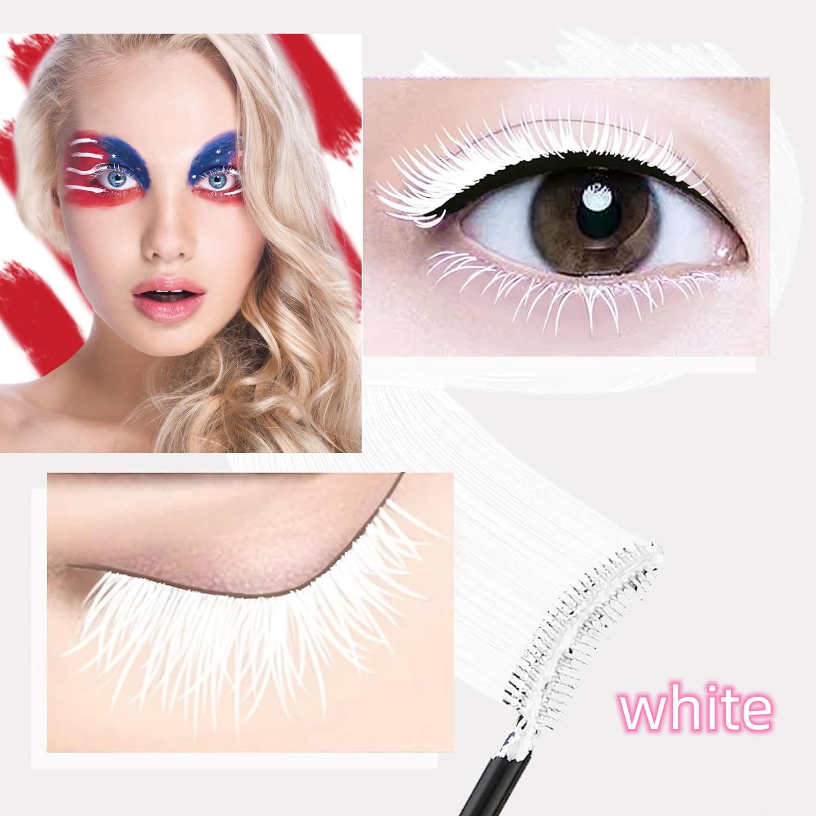 White Lash Colored Mascara Makeup Volumizing Volume Building Waterproof Sensational Washable Lengthening Natural Long-Lasting (W