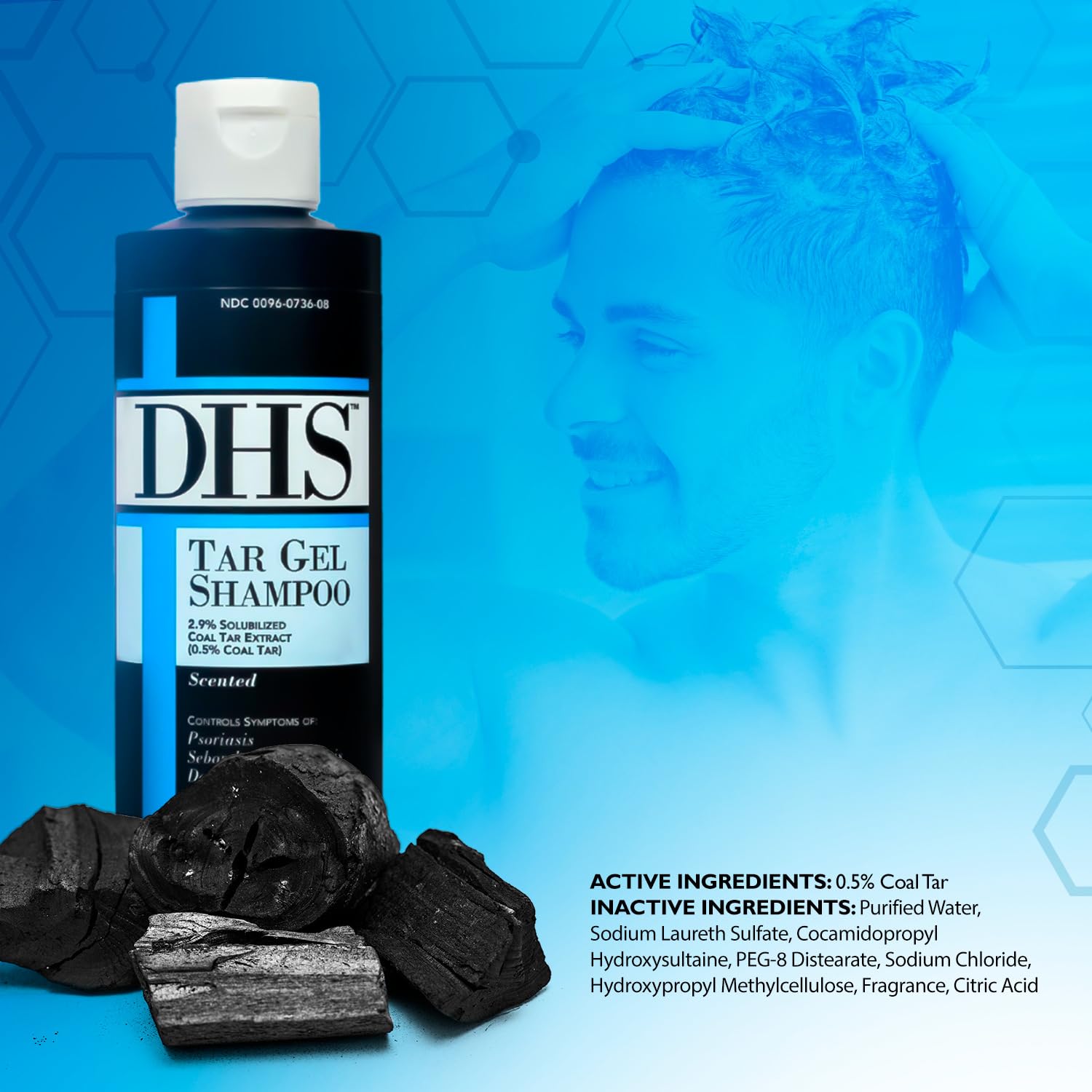 DHS Person & Covey T Gel Shampoo - Anti Dandruff Shampoo, Mildly Scented Psoriasis Shampoo - 8 Fl. Oz. - Refined Coal Tar Gel Fo