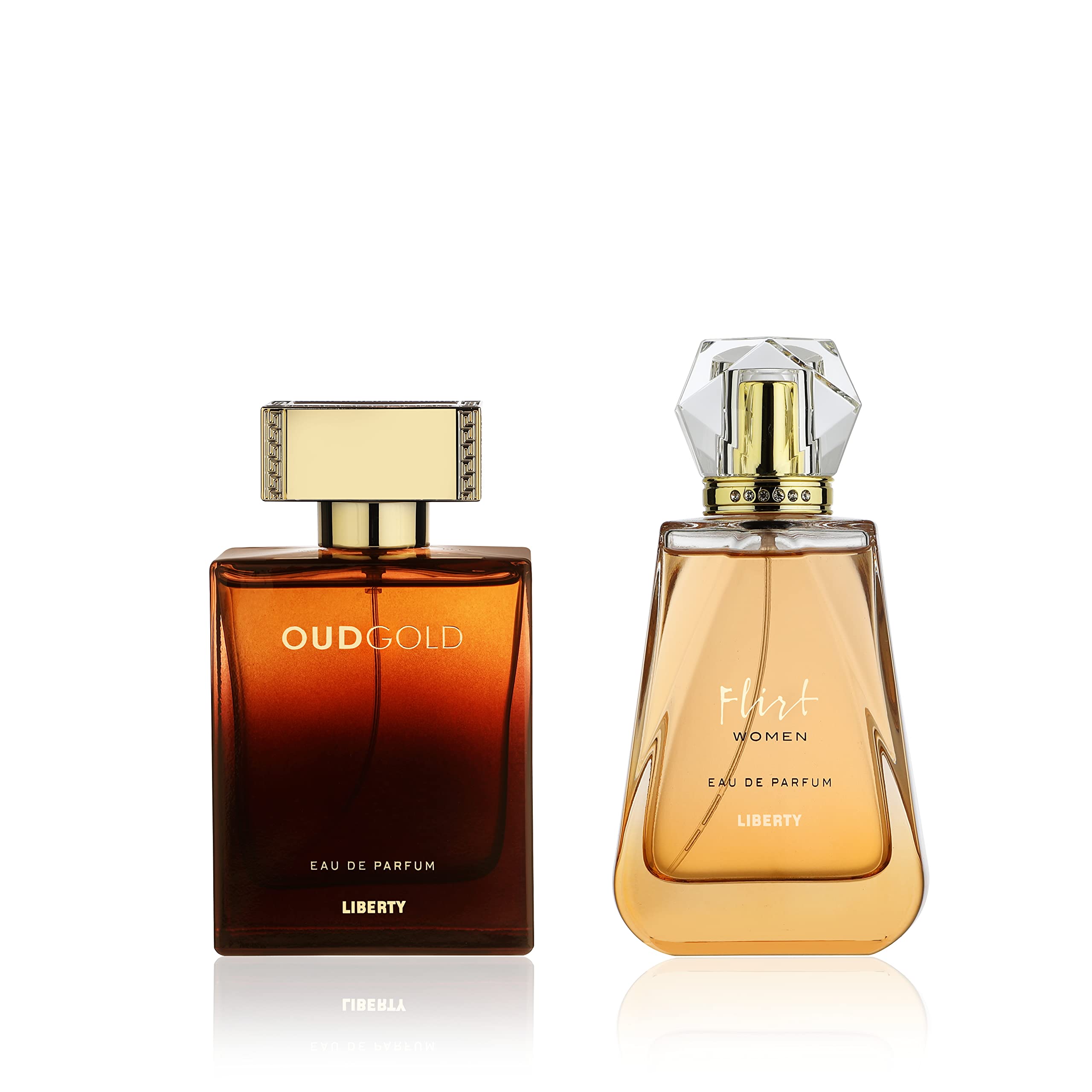 Liberty Luxury Perfume Gift Set - Flirt and OudGold for Men and Women (100ml/3.4Oz each), Eau De Parfum (EDP) Spray, Designed in