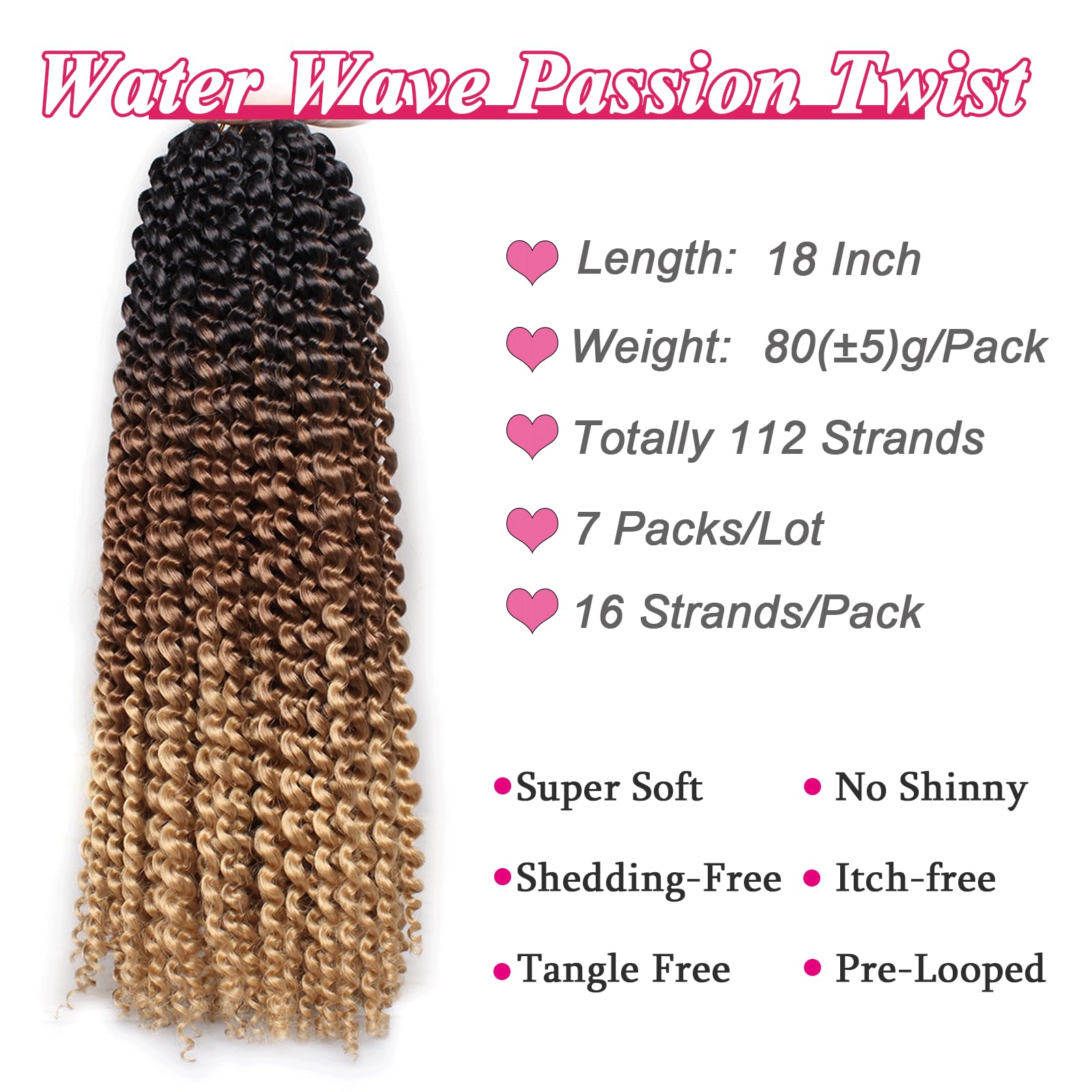 Leeven 18 Inch 3 Tones Water Wave Crochet Braids Hair For Butterfly Locs Passion Twist Crochet Hair Ombre Brown Passion Twists B