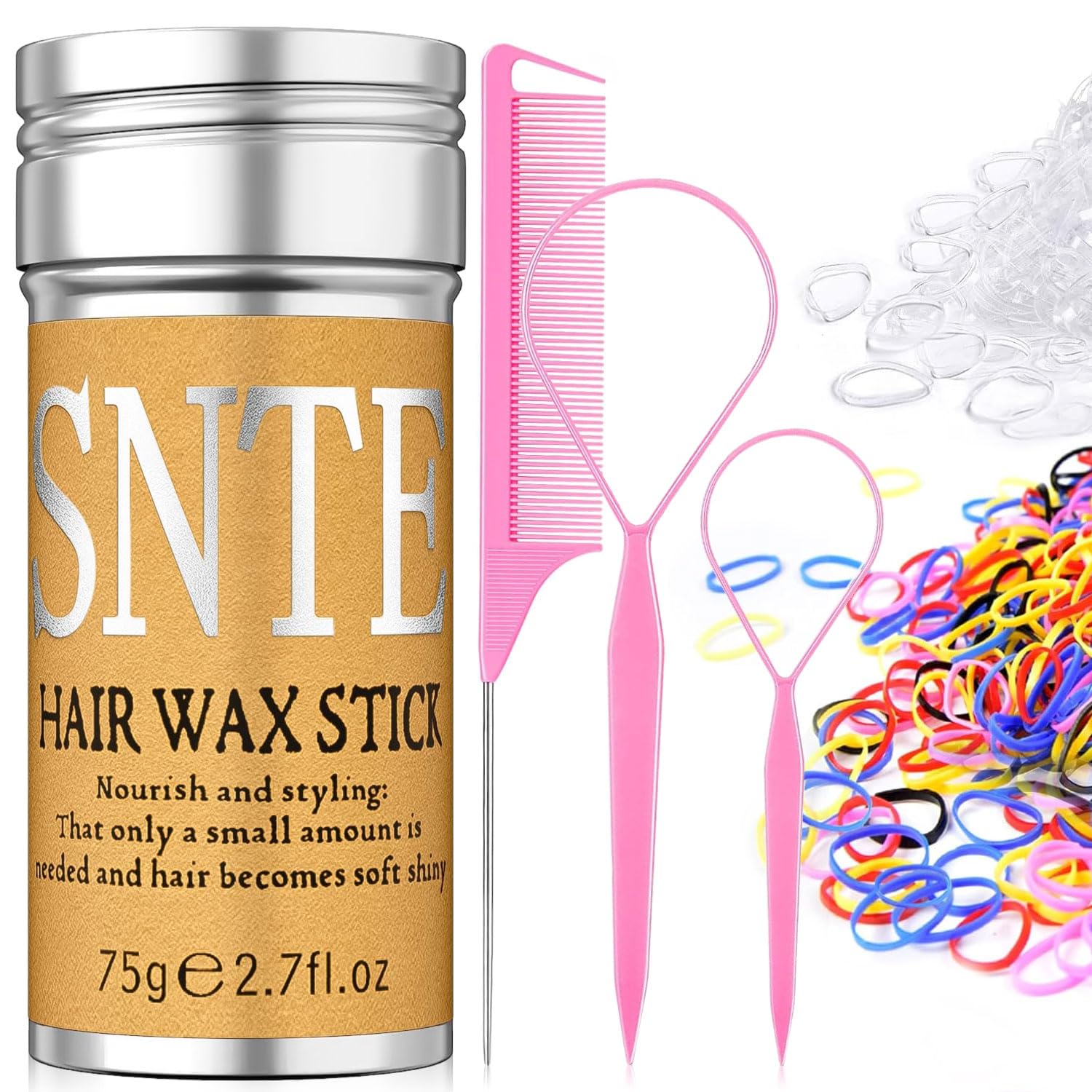 Hair Accessories for Girls, 1000Pcs Hair Elastics(500Pcs Clear Hair Elastics & Colors Elastic Hair Ties), 2Pcs Topsy Tail Hair T