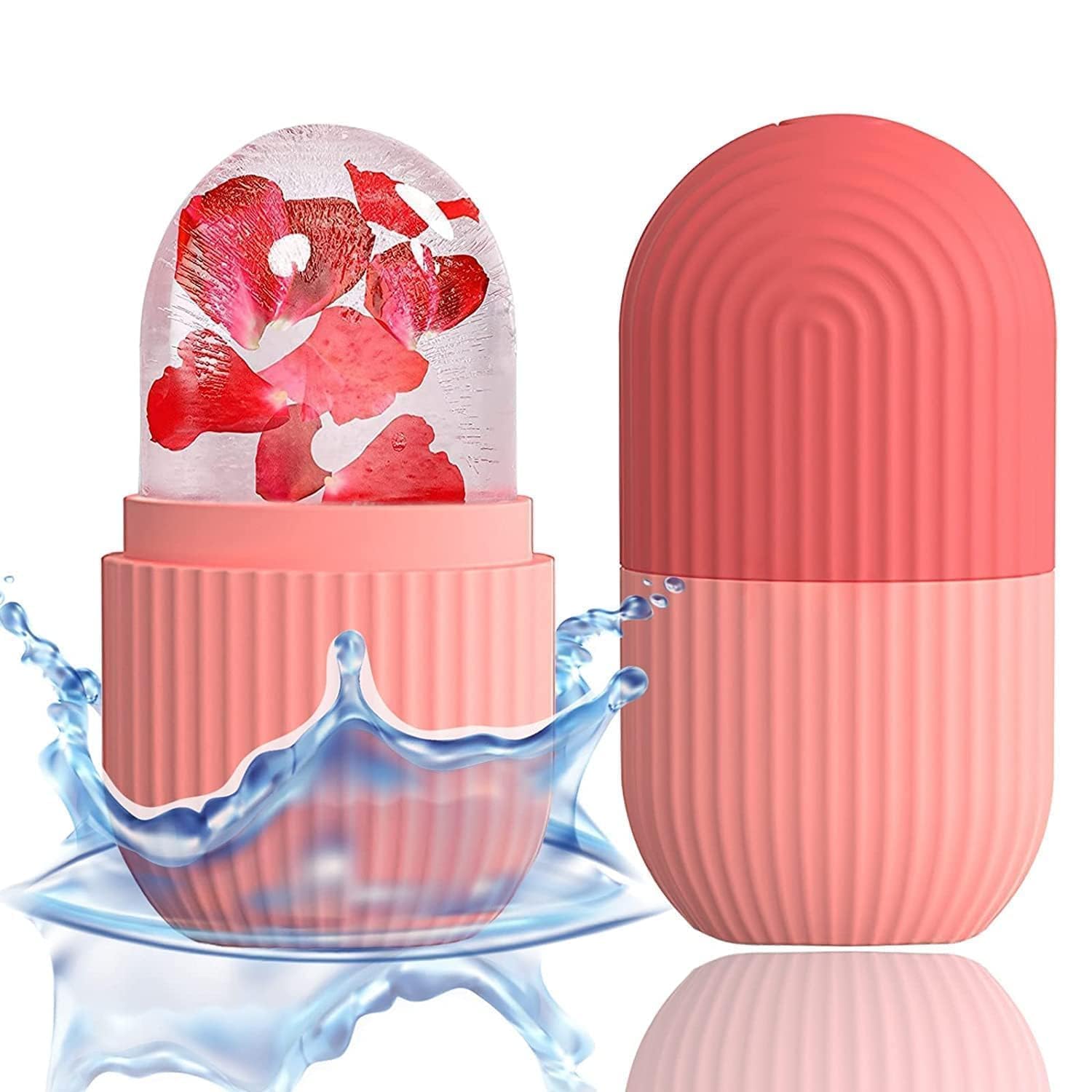 Krixa Ice Roller For Face, Eyes & Neck  Reusable Icy Blue Facial Cube For Puffy Eyes, Glowing Skin, Skin Tightening, Cold Thera