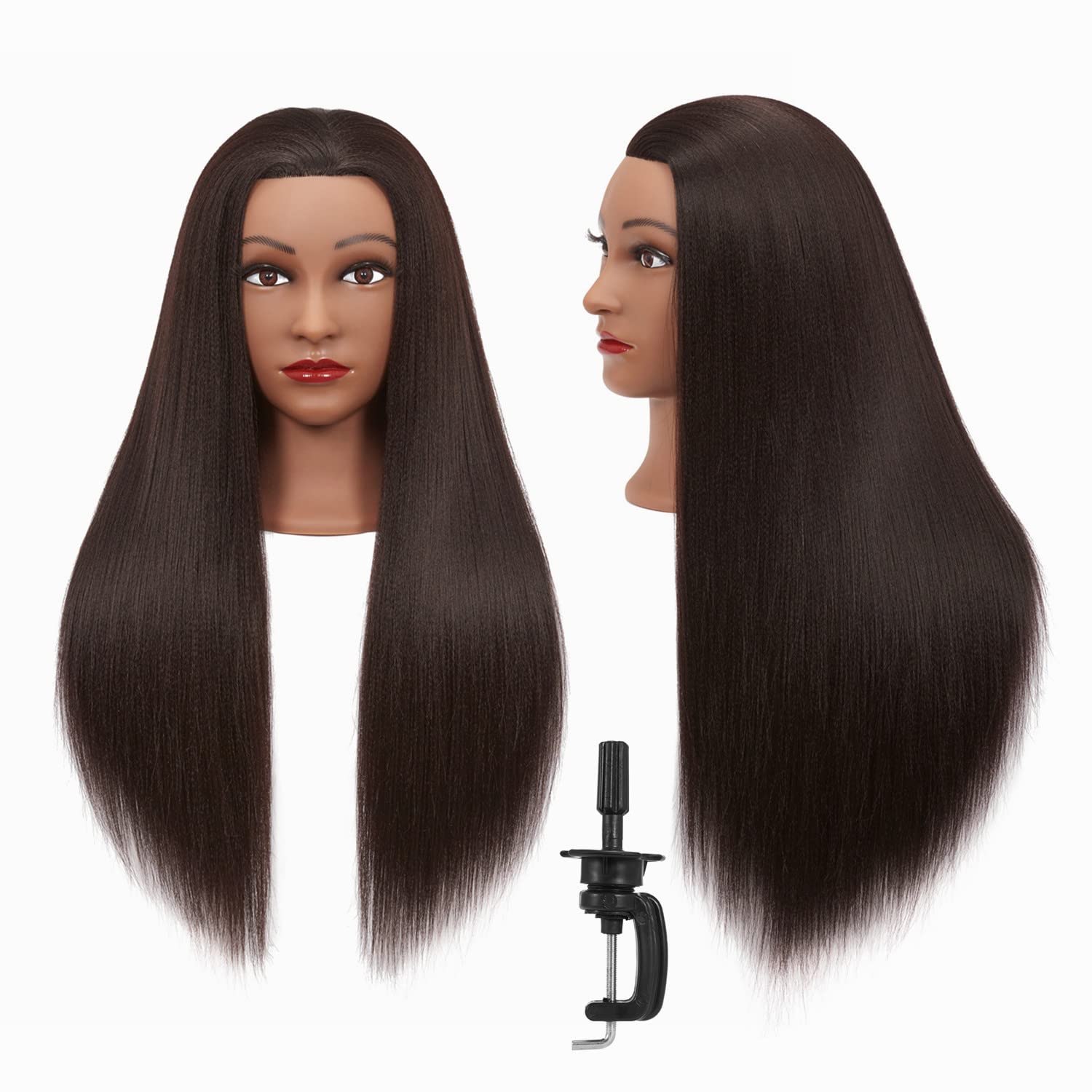 Mannequin Head 26''-28'' Yaki Synthetic Fiber Training Head Braiding Head Hair Styling Manikin Cosmetology Doll Head Hairdresser