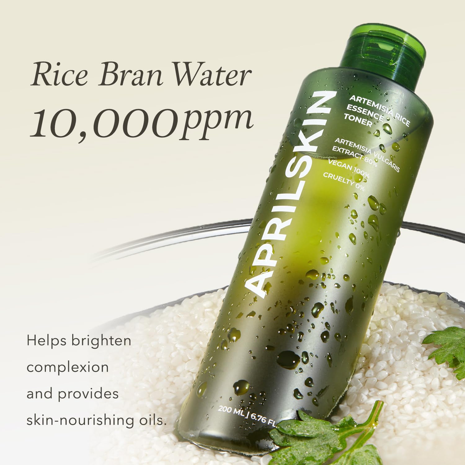 Aprilskin Artemisia Korean Rice Toner | 100% Korean Mugwort | Hydration Boost Facial Toner | Vegan, Cruelty Free, Low Ph, | No S