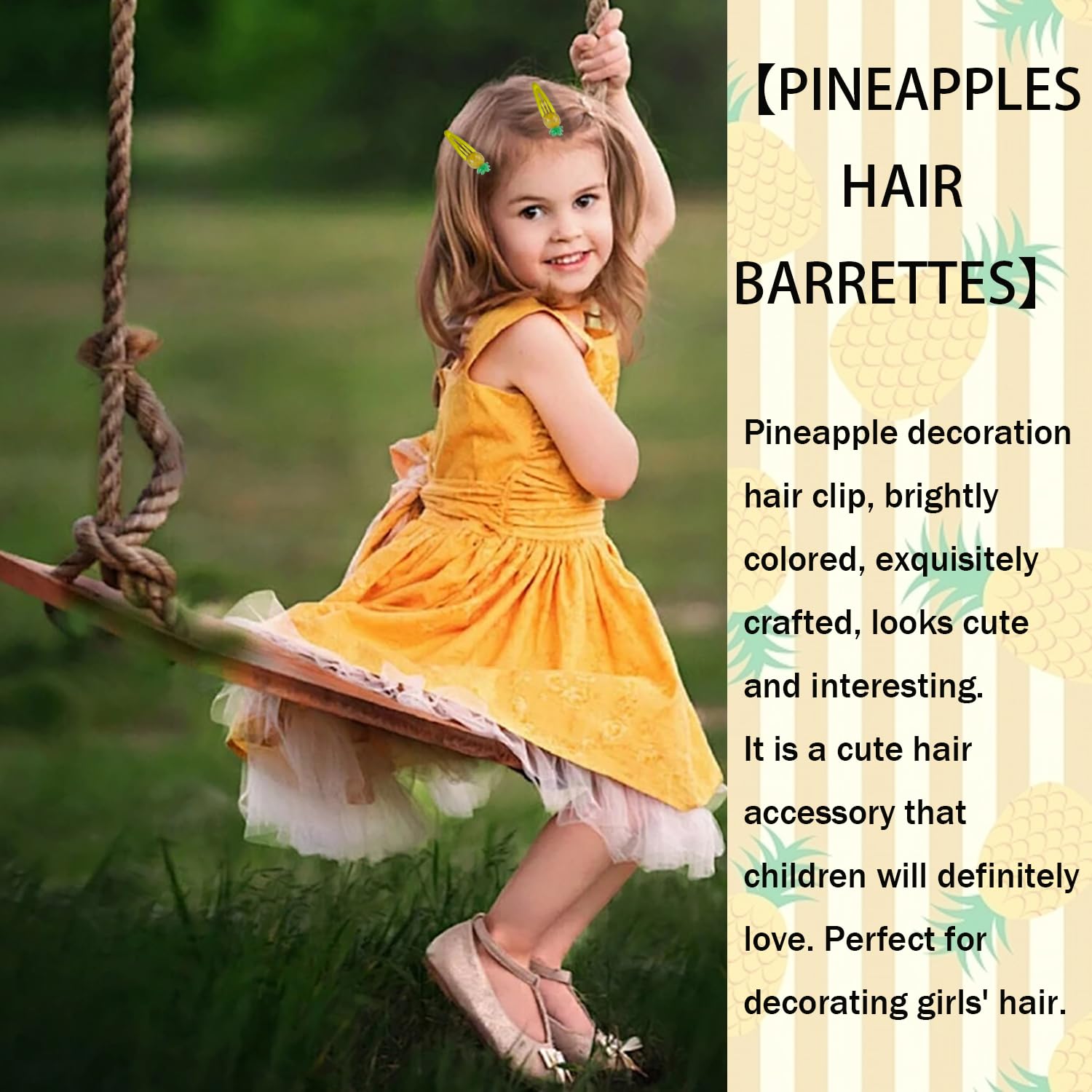 20 Pcs Pineapples Snap Hair Clips Fruit Snap Barrettes Pineapples Hair Barrettes for Girl Fruit Snap Hairpins for Girl Women
