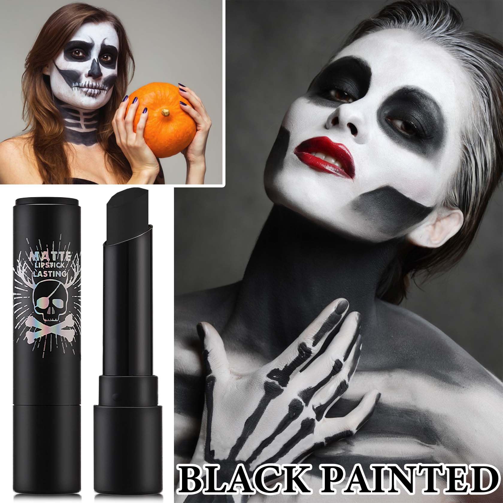 Fusang Black Face Body Paint Stick,High Pigmented Eye Black Stick Long Lasting Black Matte Lipstick Waterproof Body Paint Stick