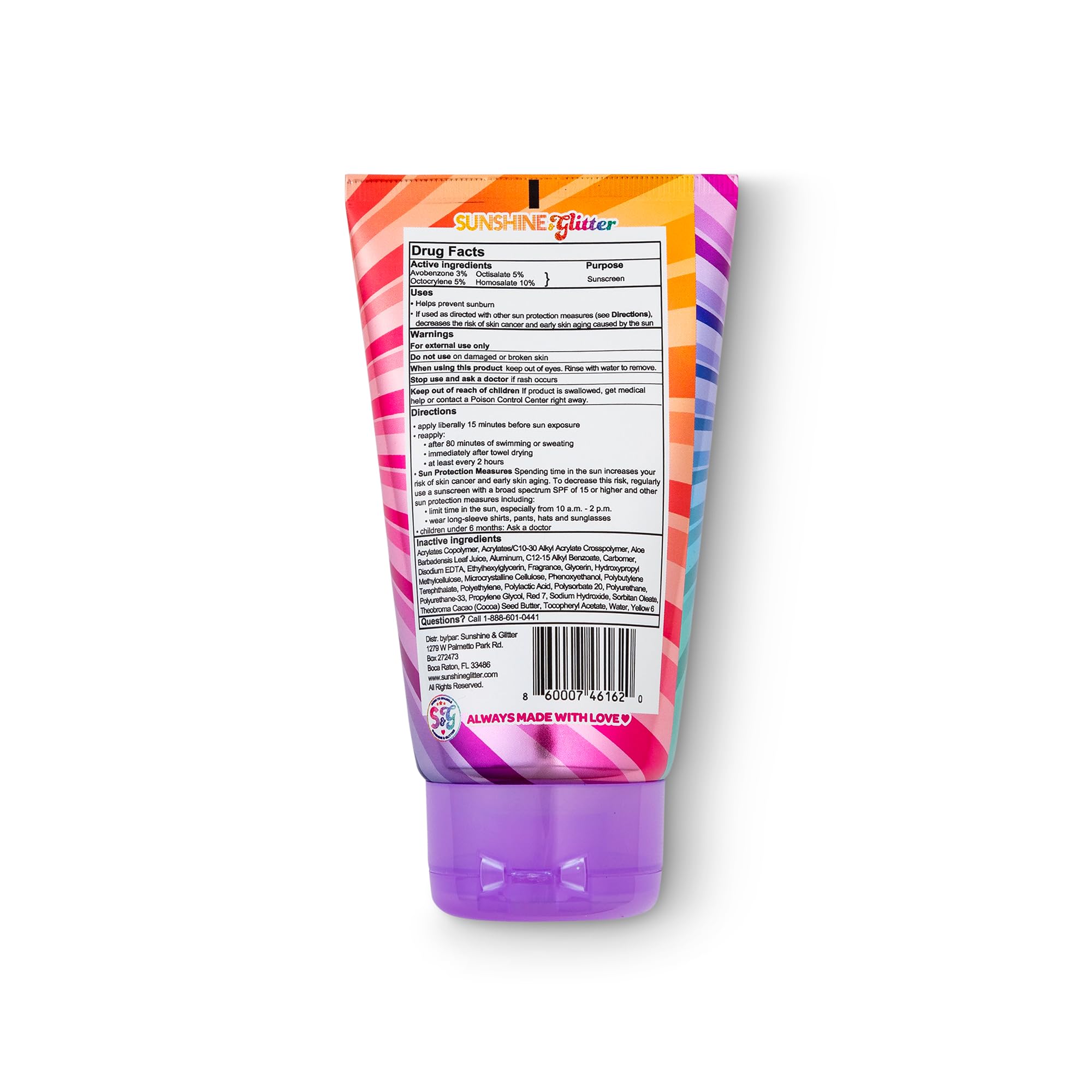 Seastar Sparkle - Rainbow Party Cake Scented Glitter Sunscreen - Spf 50 - Biodegradable Sunscreen, Kids, Water Resistant, Glitte